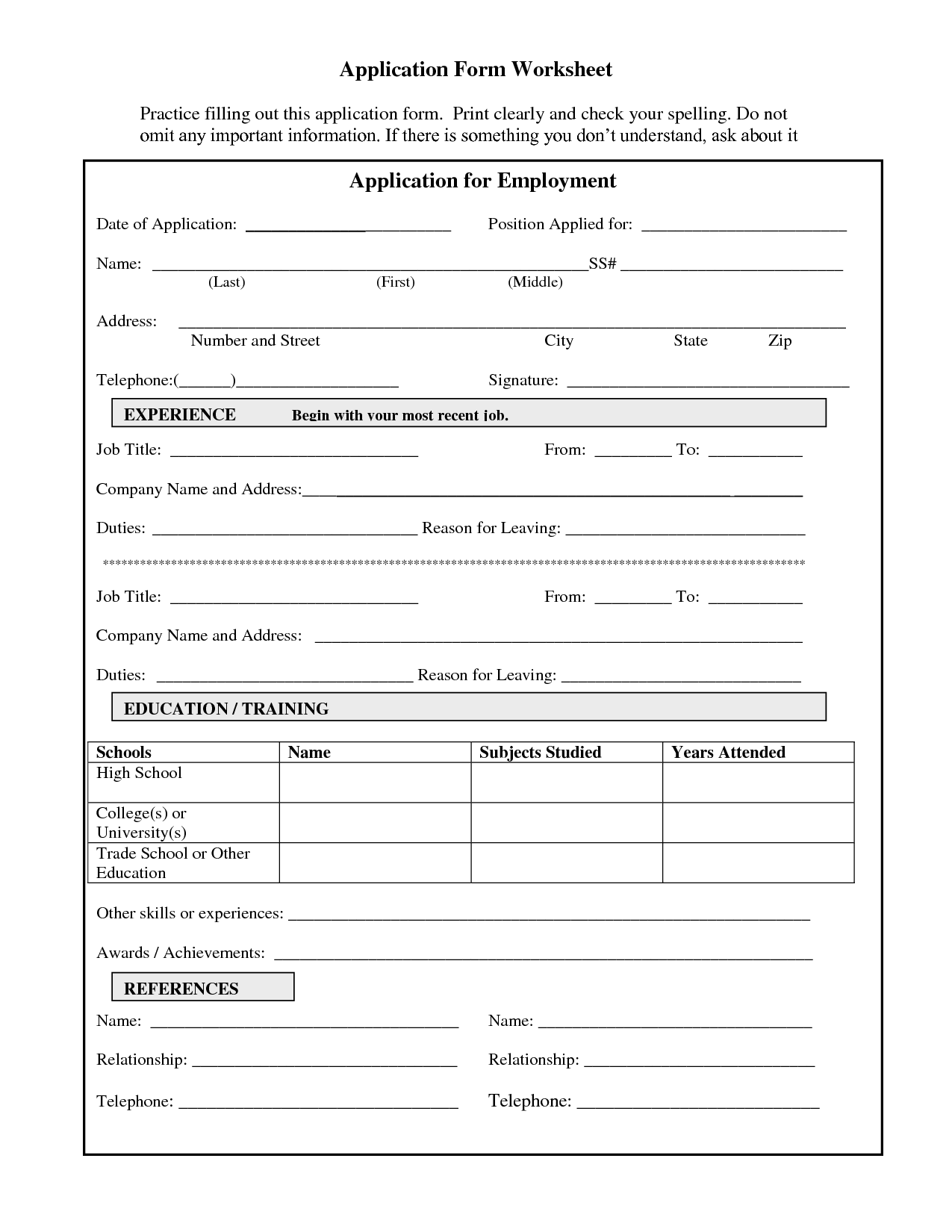 work application template on practice job application form job application form application form job application template