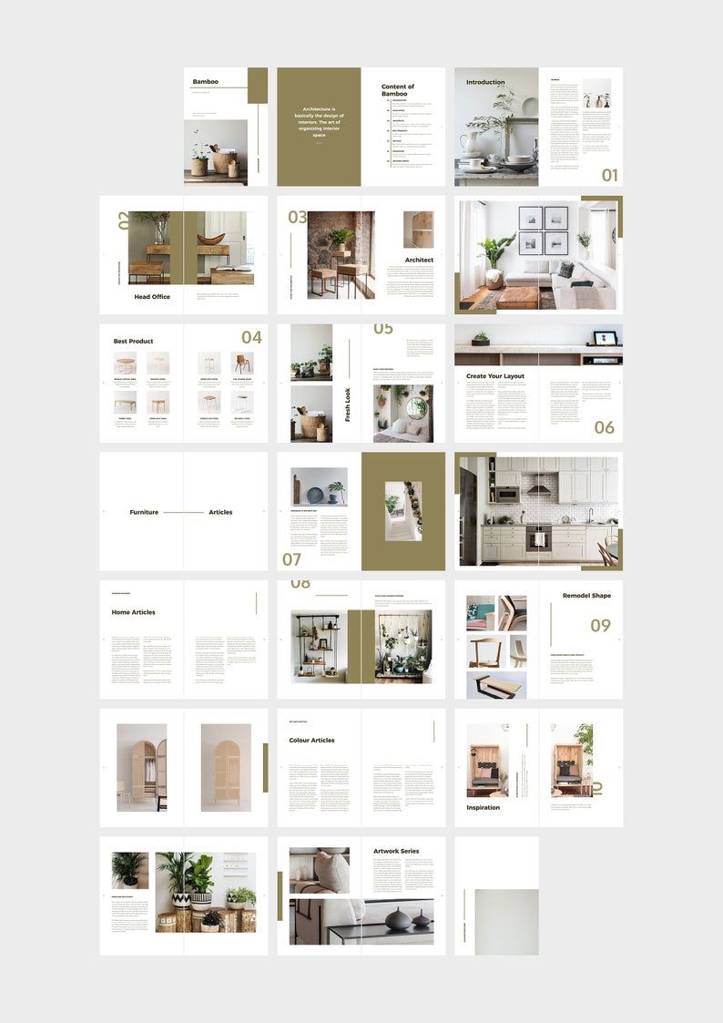 indesign layout templates on bamboo furniture lookbook template marketing brochure for indesign digital template for interior blogger furniture layout design portfolio design layout interior design portfolio layout