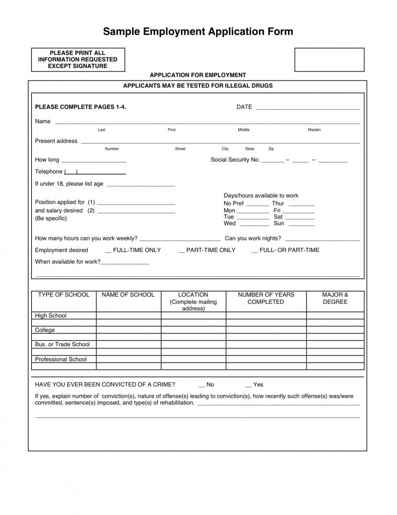 work application template on sample application employment application job application form job application