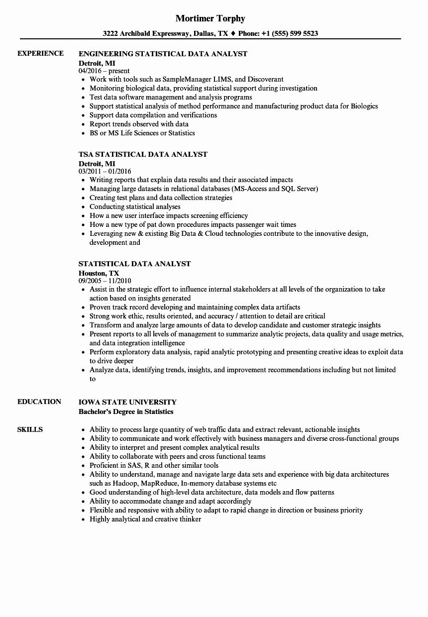 data analyst resume objective on business data analyst resume fresh statistical data analyst resume samples