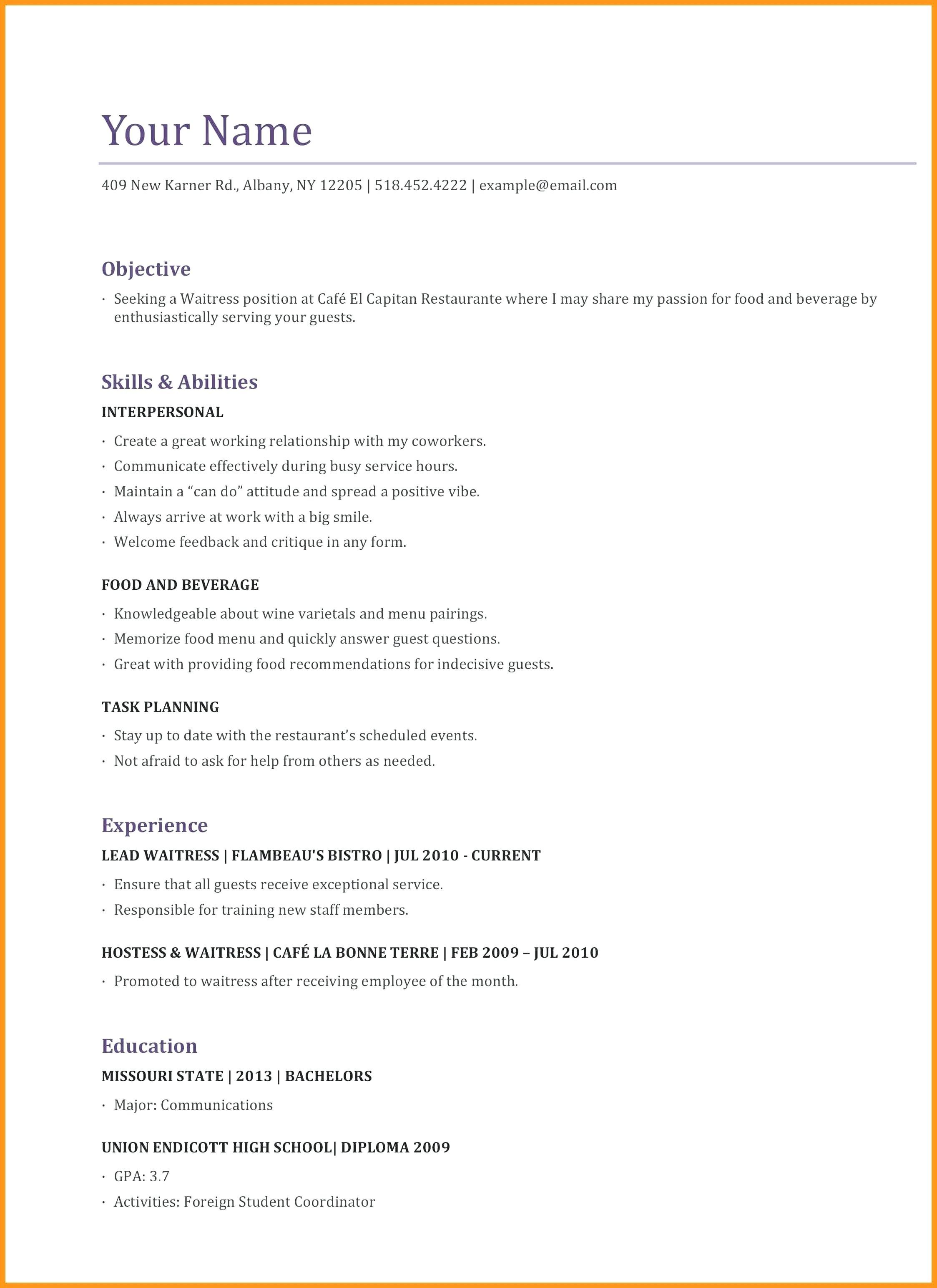 bartender resume sample no experience on resume examples waitress examples resume resumeexamples waitress good resume examples server resume resume skills