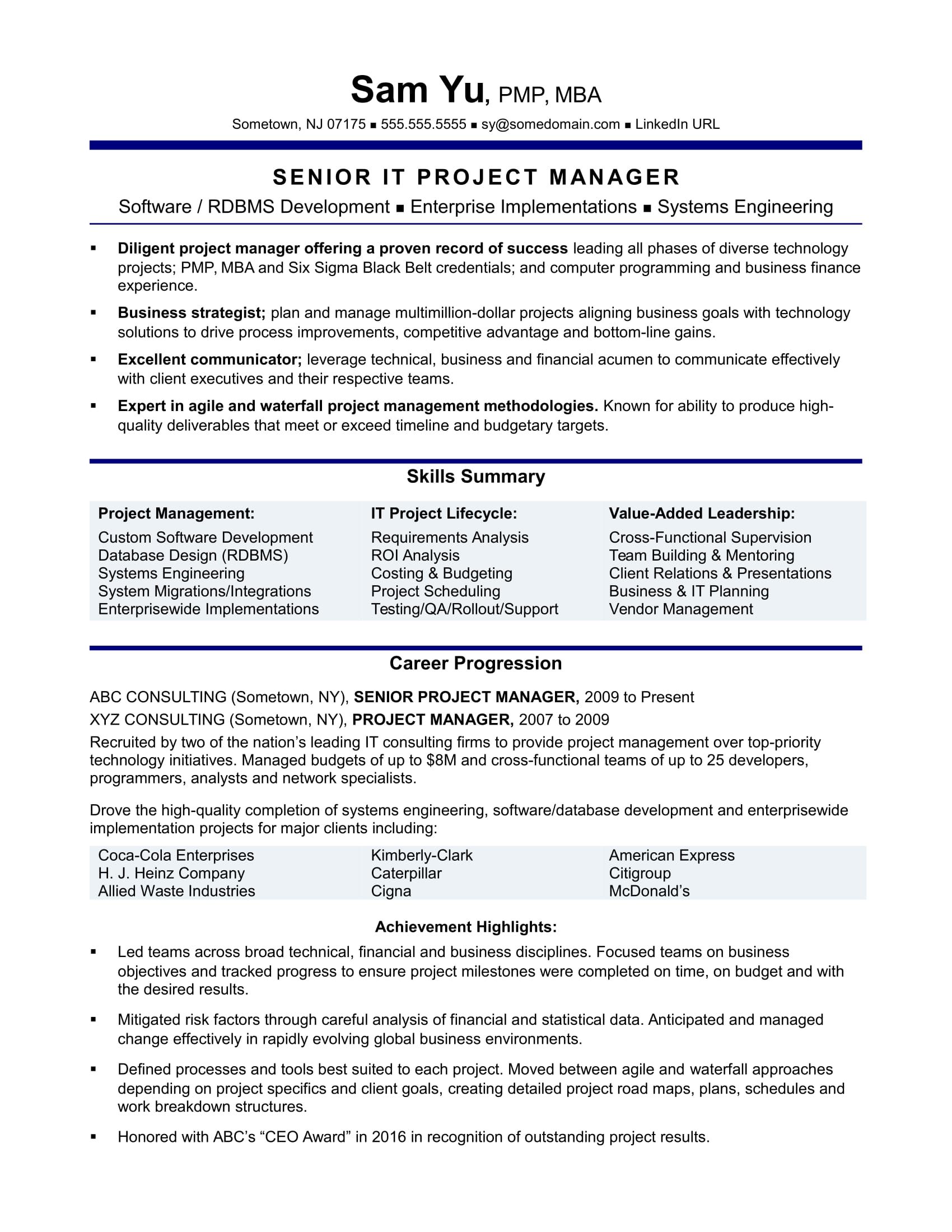 experienced it project manager resume project manager resume project management resume examples project manager resume sample 2021 on experienced it project manager resume project manager resume project management resume examples