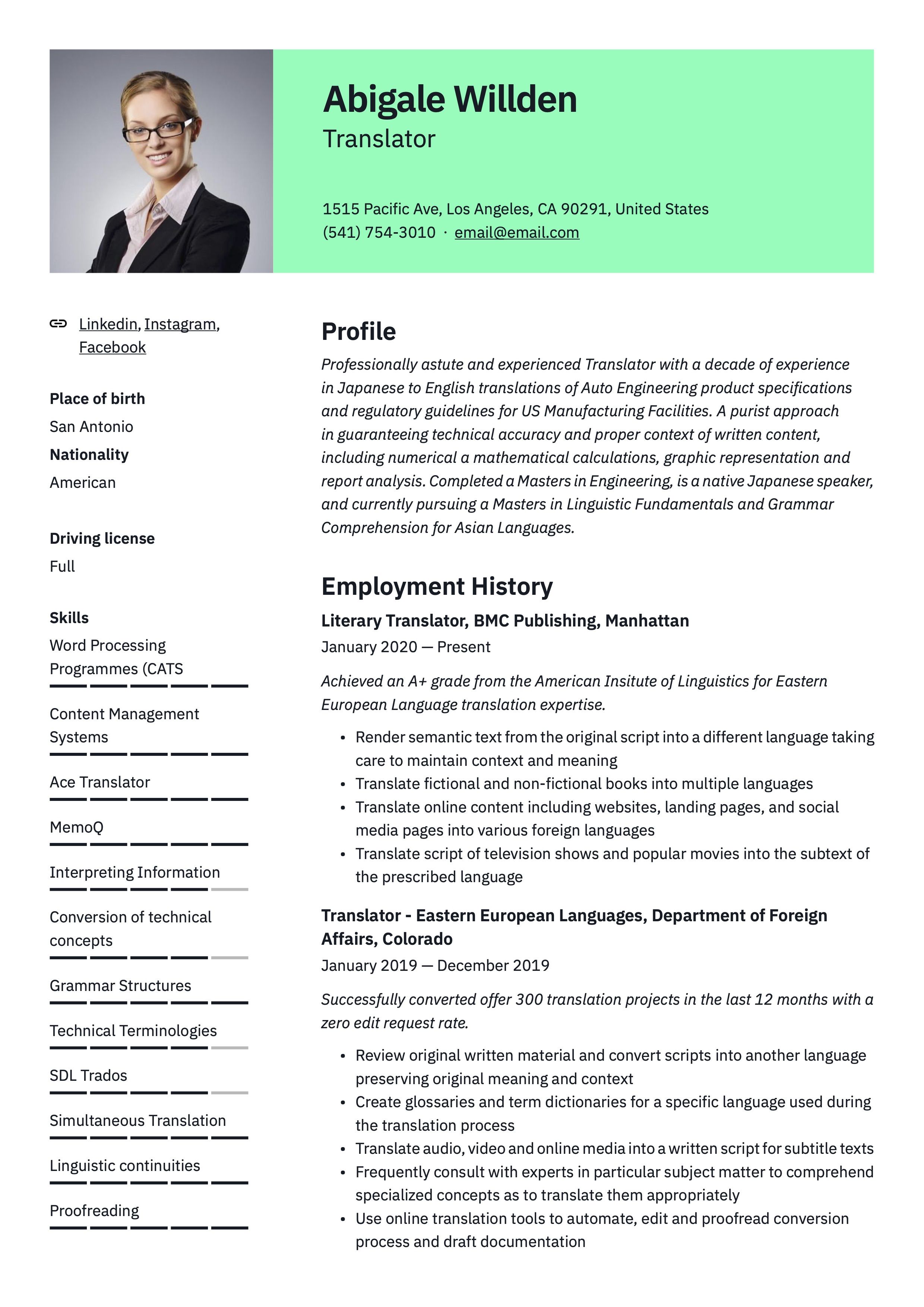 self employed job description on traslator resume sample guided writing resume writing resume
