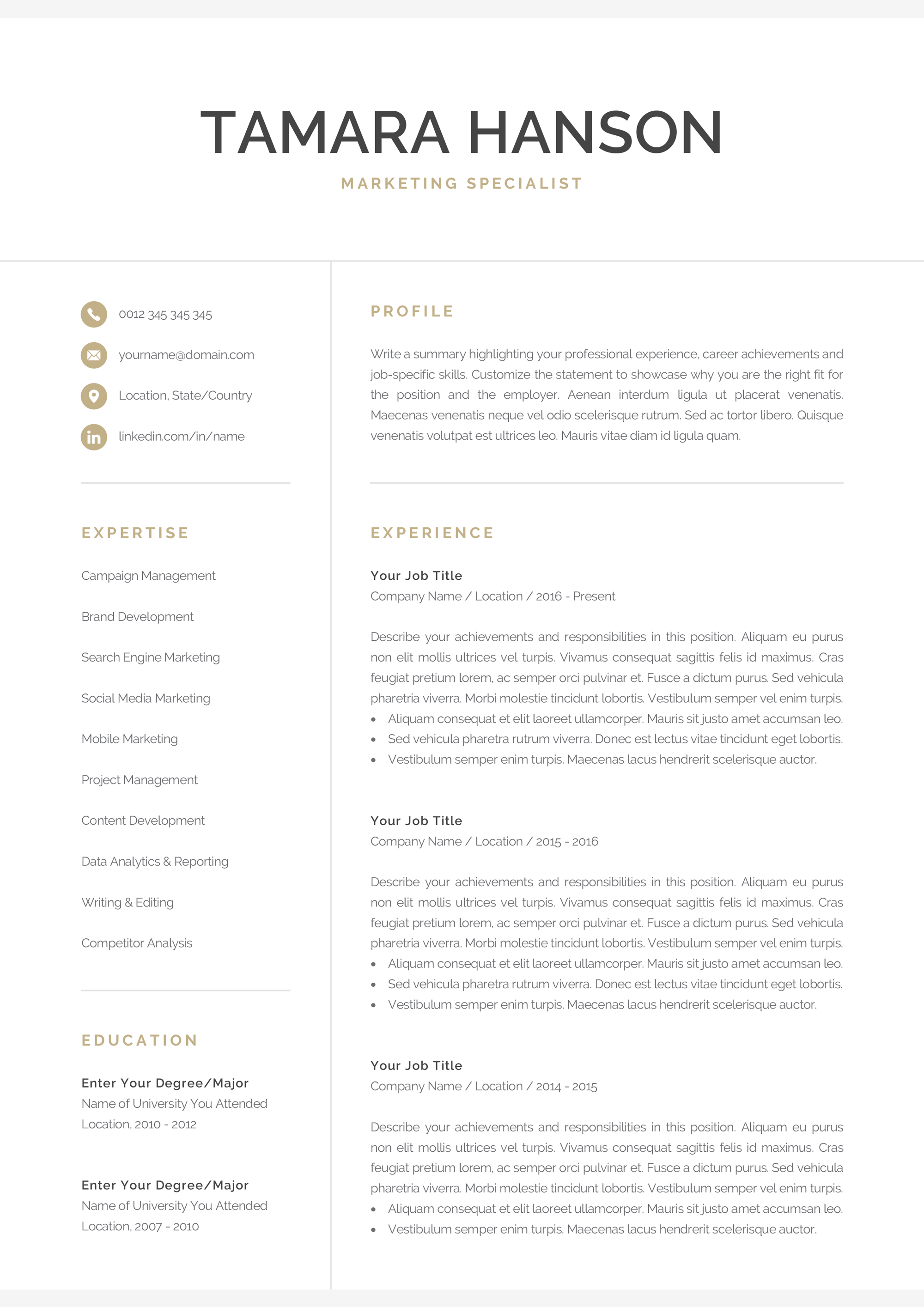 one page resume template 2021 on professional resume template for word pages modern etsy in 2021 resume template professional professional resume examples marketing resume