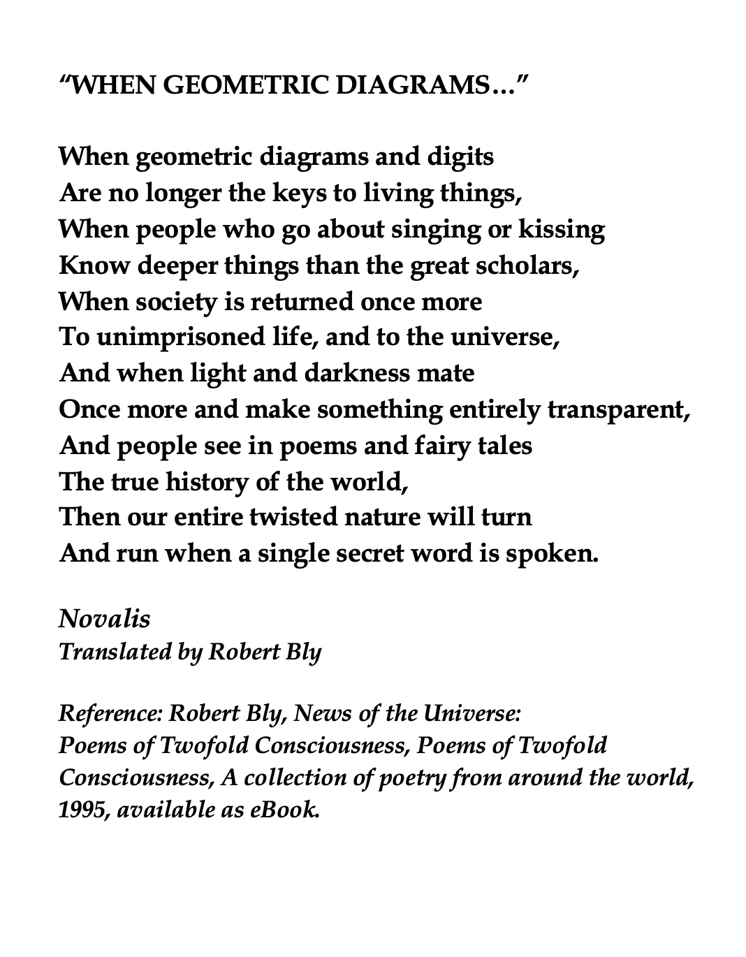 dorothy parker bio on novalis when geometric diagrams translated by robert bly prose poem romanticism literature poems