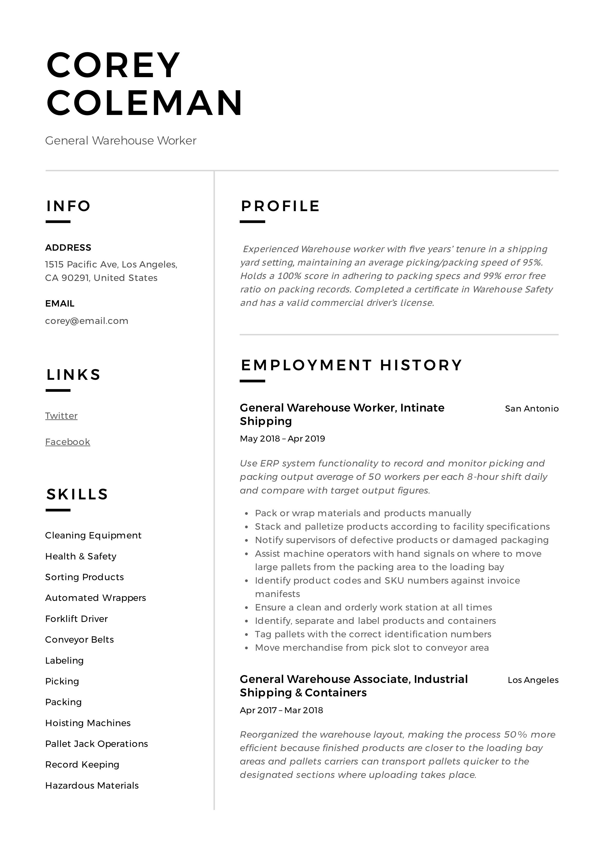 general warehouse worker resume on general warehouse worker resume sample warehouse worker resume guide job resume samples