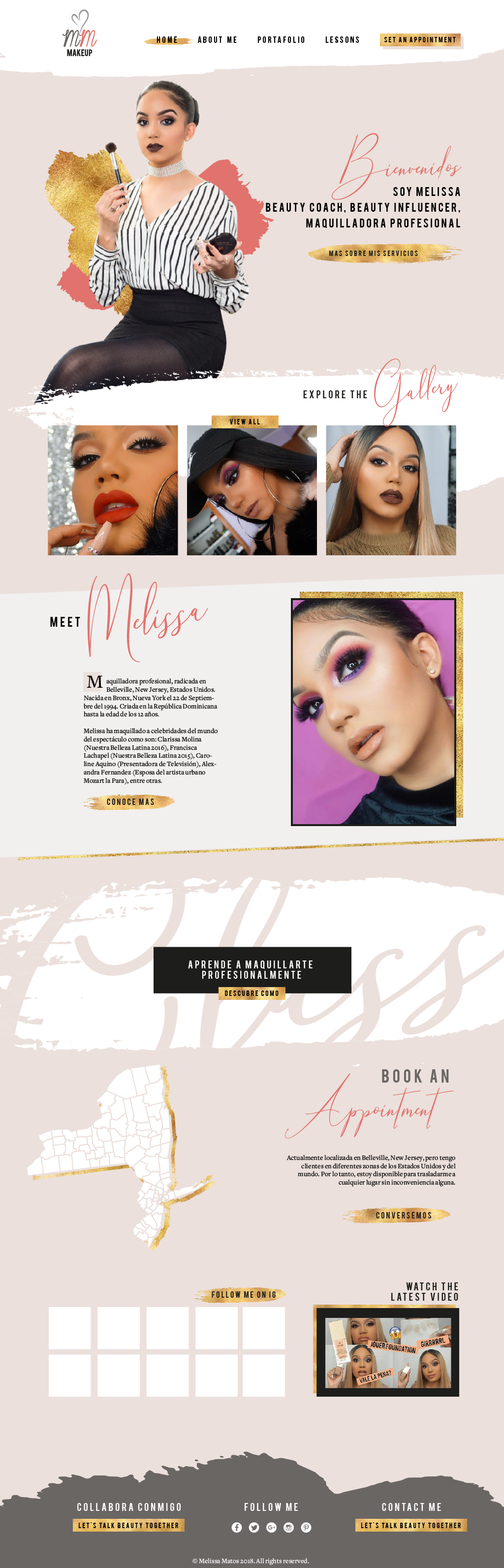 makeup artist website on web design for makeup artist melissa matos bold luxurious but fun this website features blush pink gold foil makeup artist website beauty web makeup artist
