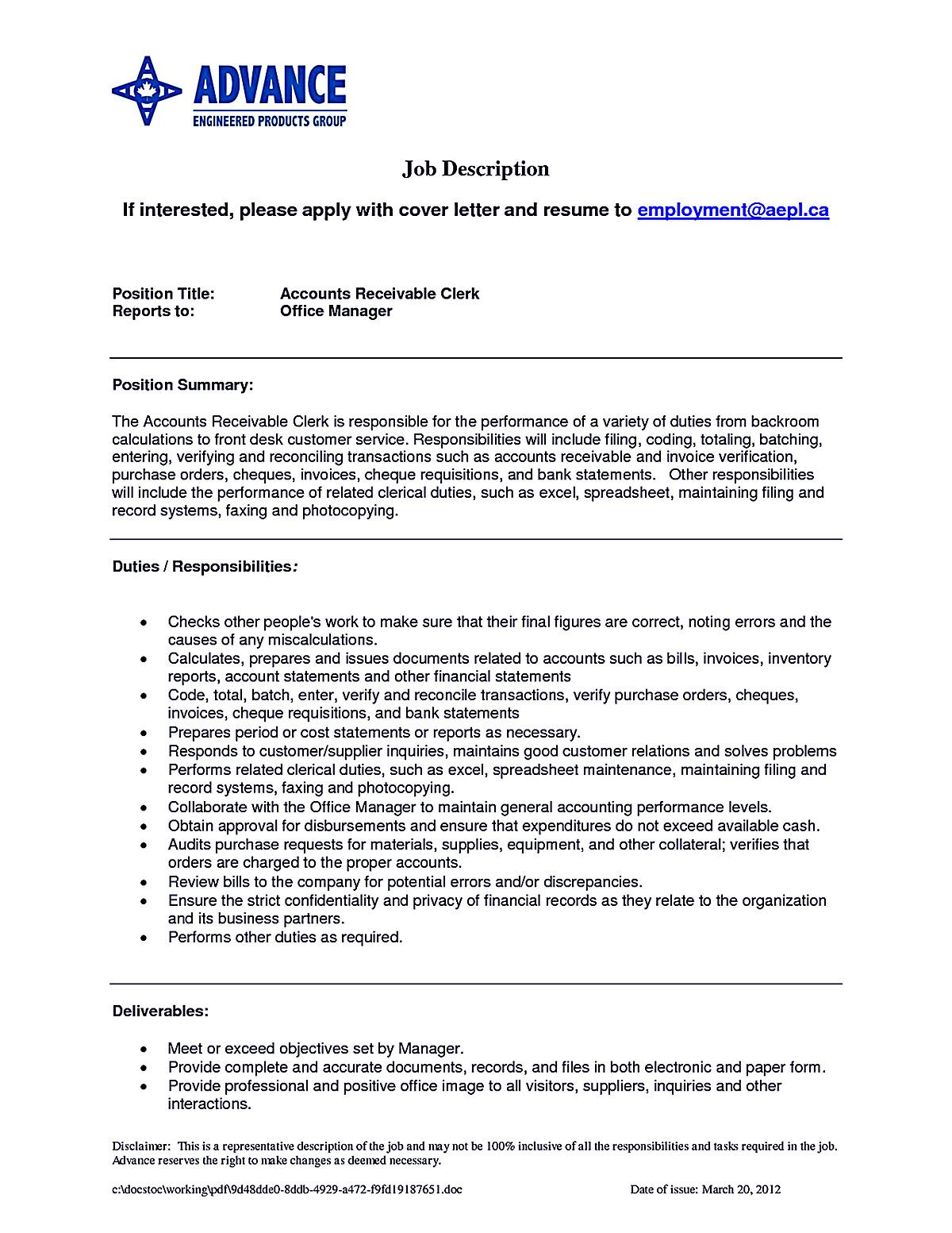 accounts receivable job description on account receivable resume shows both technical and interpersonal skills you have your profess job resume samples resume objective examples accounts receivable