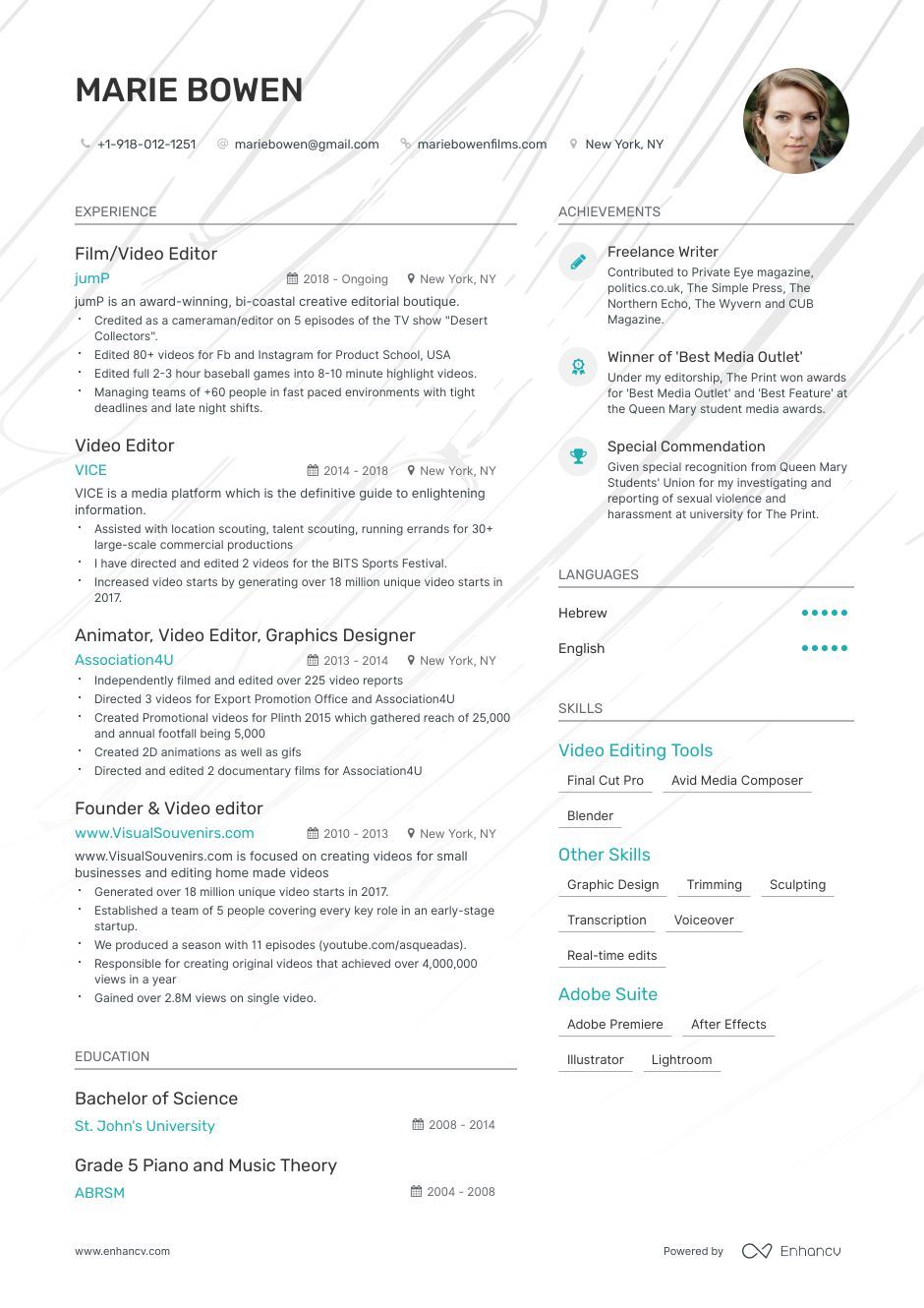 freelance video editor resume on 10 video editor resume examples writing guide 2019 resume examples resume design layout video editor