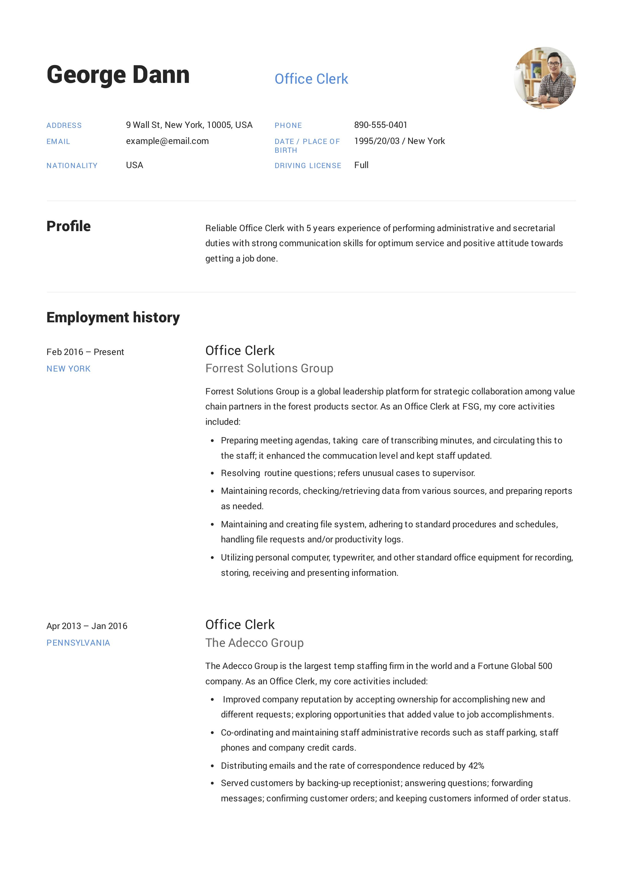 resume for office skills on office clerk resume job resume examples resume guide job resume