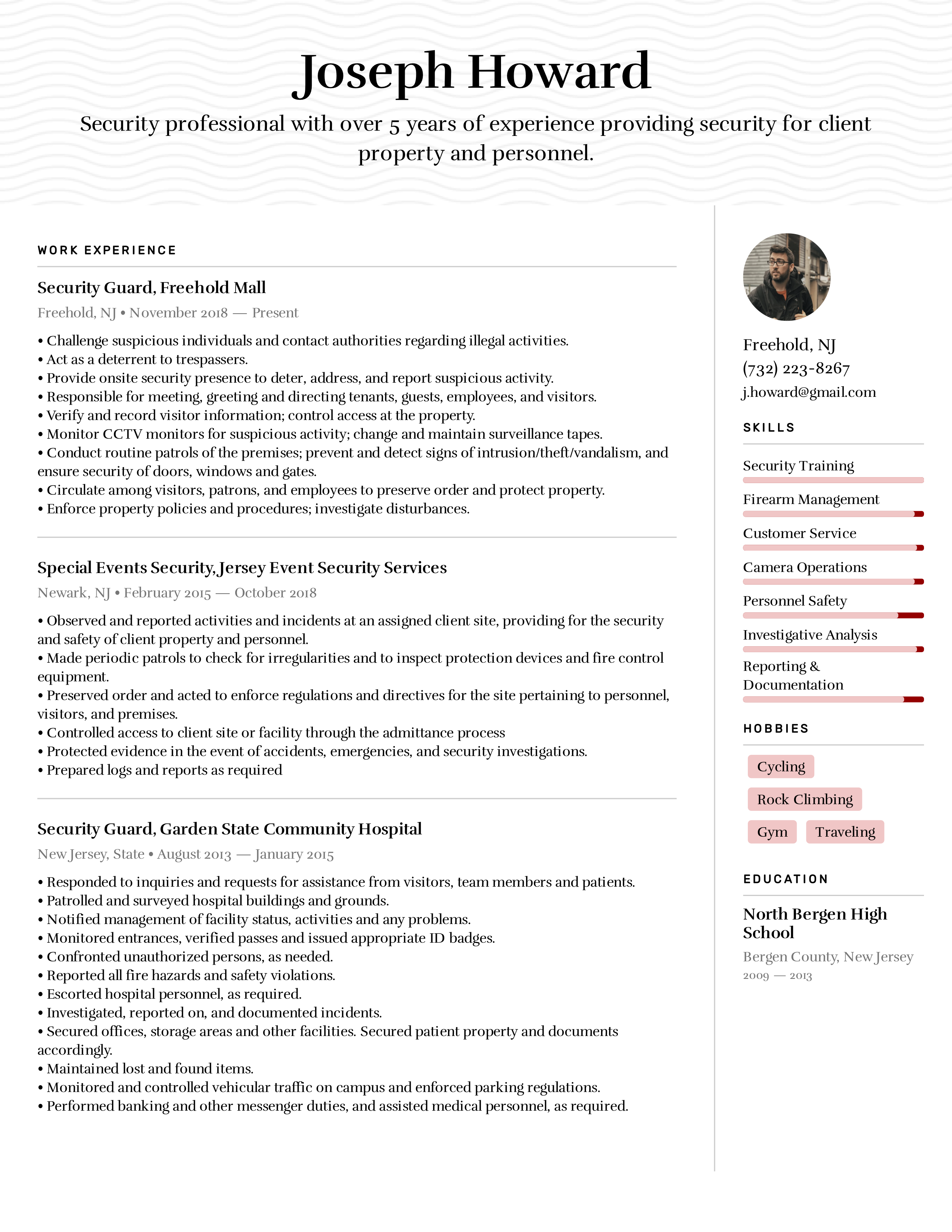 security guard resume sample on security guard resume example resume examples security guard writing tips