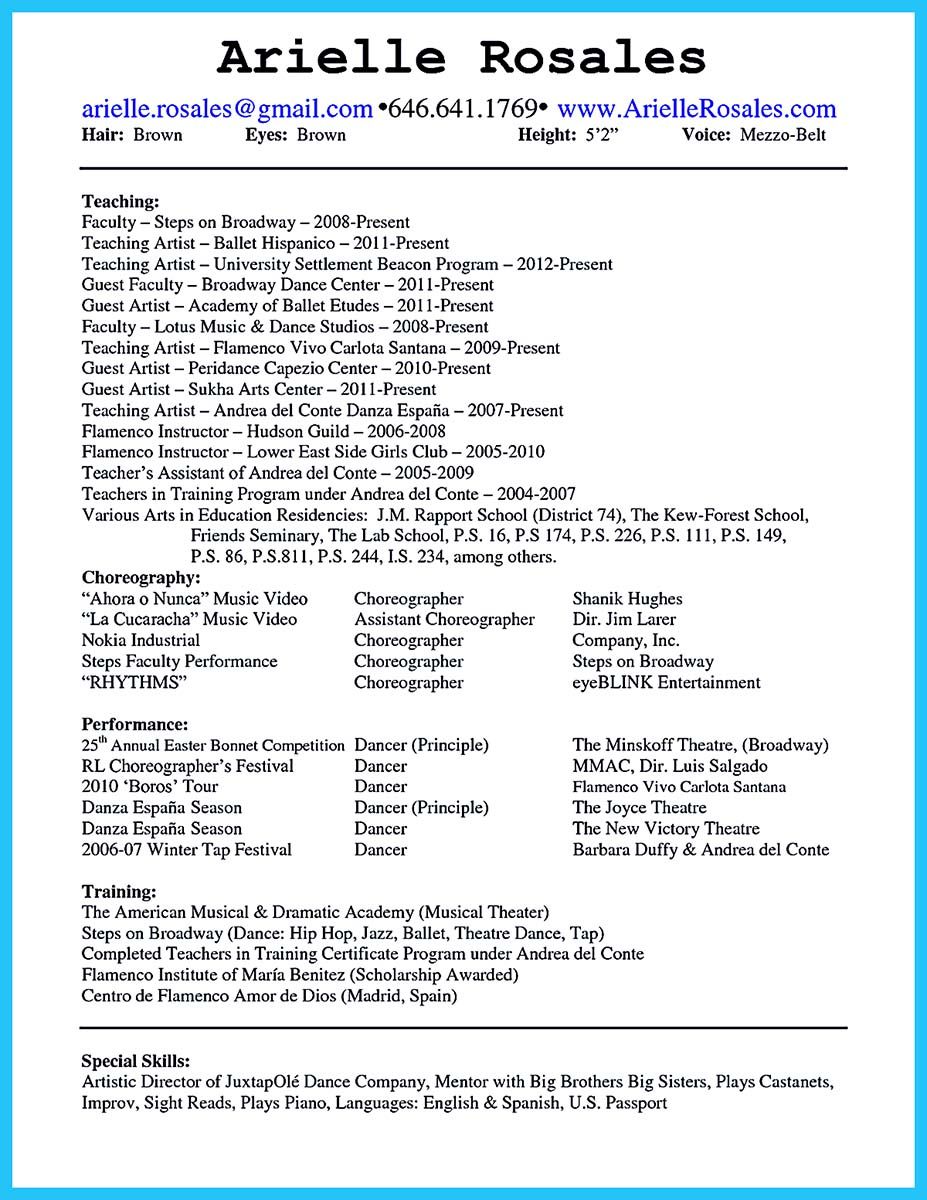 dance resume template free on nice the best and impressive dance resume examples collections resume examples teacher resume dance resume