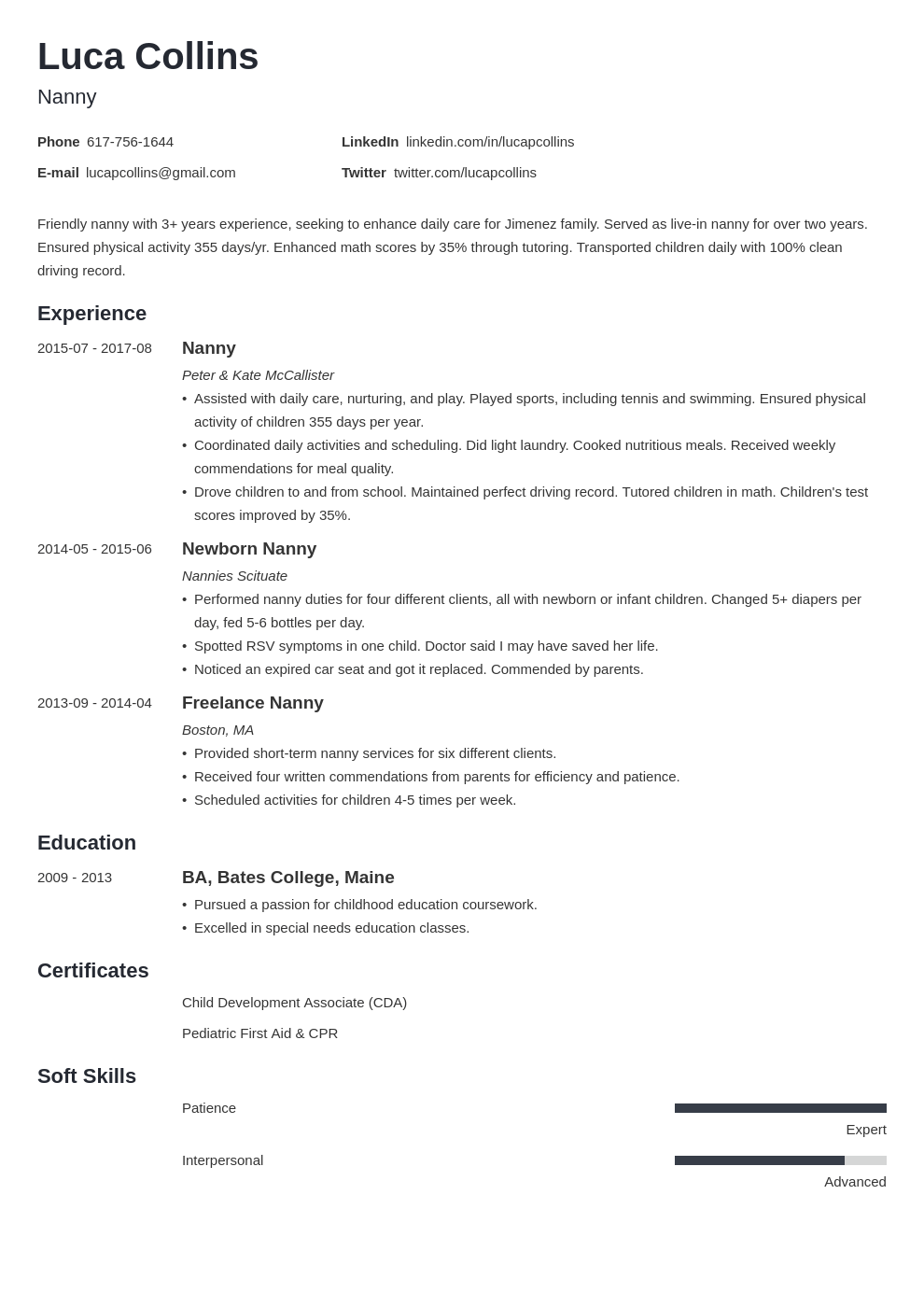 nanny resume sample on nanny resume example template minimo resume examples writing tips resume