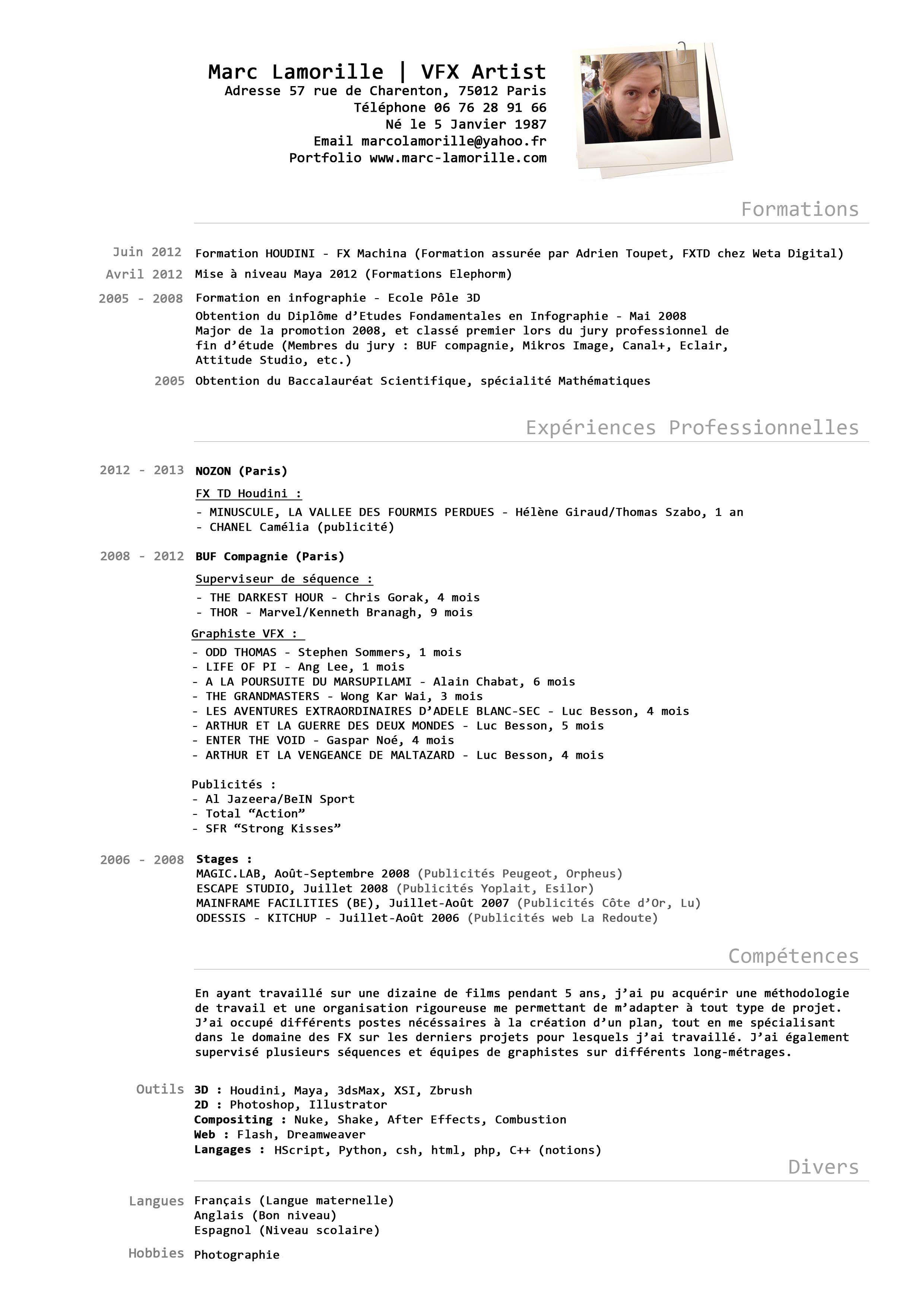 hobbies to write in resume on bilderesultat for vfx cv cover artister letter