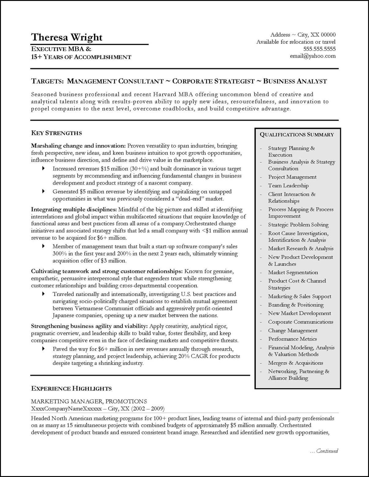 management consultant resume sample on consultant resume example for a senior manager resume examples business analyst resume professional resume samples