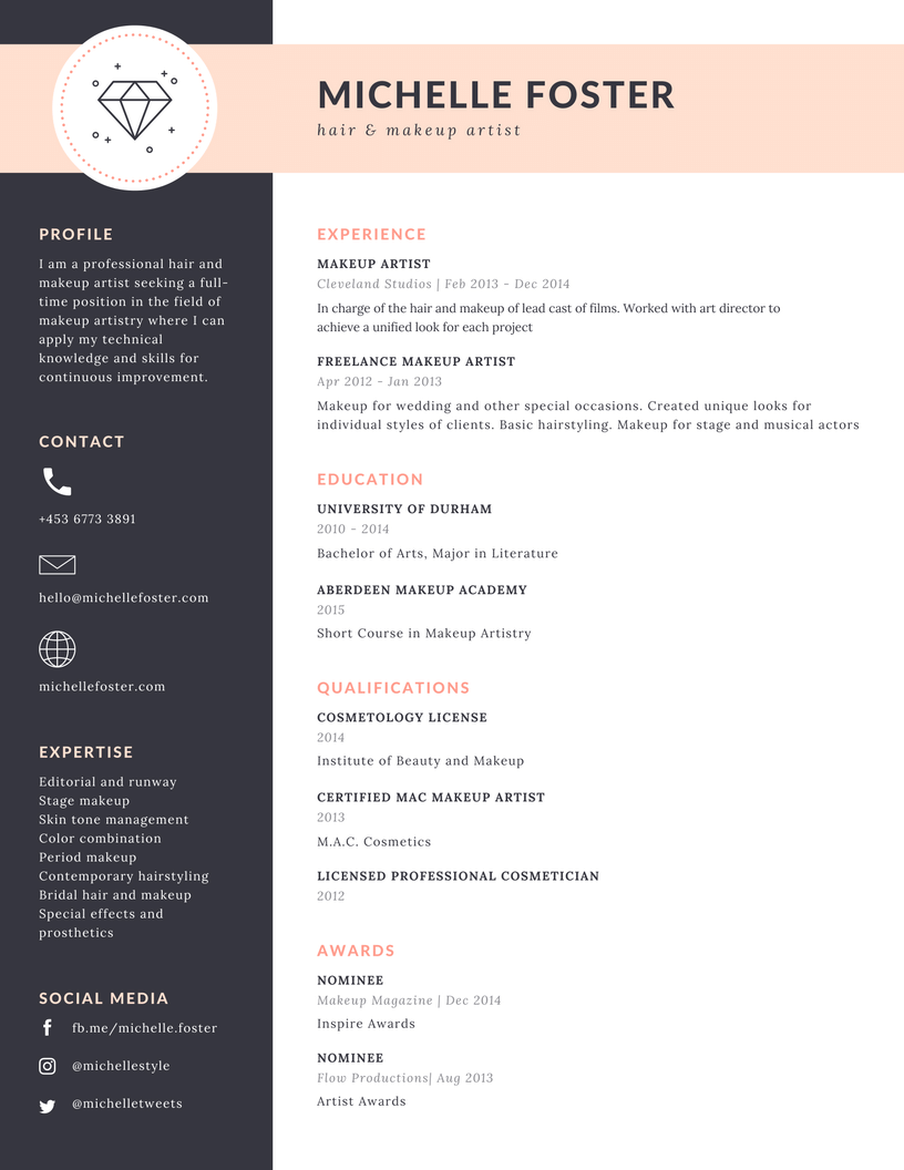 mac cosmetics resume on michelle foster hair makeup artist profile experience i am a professional hair and makeup artist seekin resume templates makeup artist resume resume template