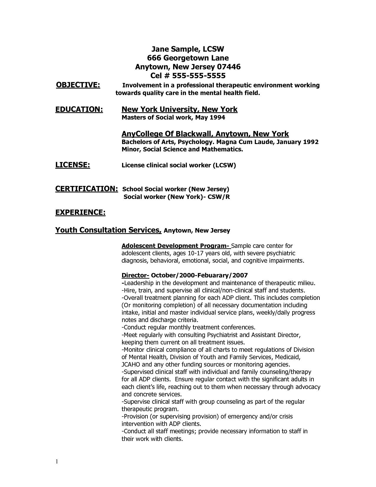 clinical social worker resume sample on 75 inspiring photos of resume objective examples for an internship check more at https www ourpetscrawley com 75 inspiring photos of resume objective examples