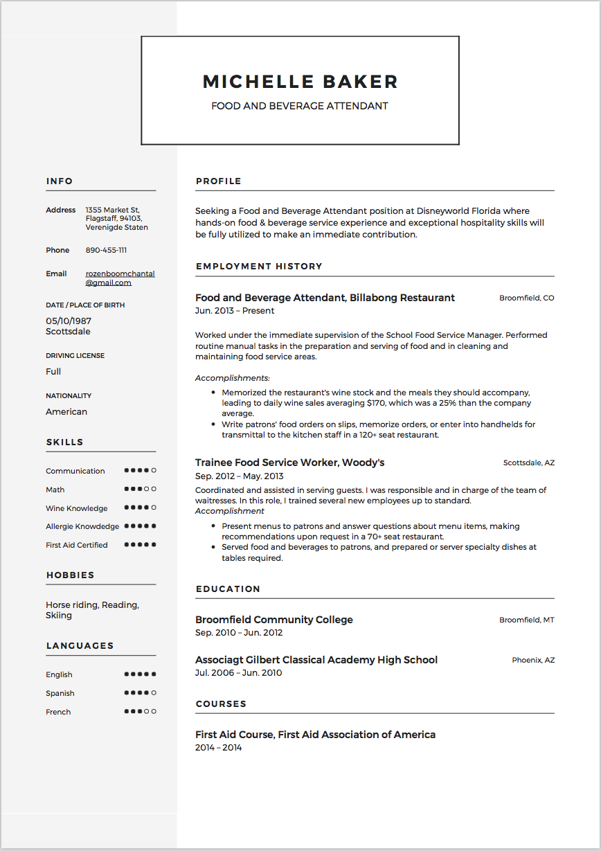 food and beverage attendant resume template example sample cv resume manager resume resume template examples restaurant manager resume templates free on food and beverage attendant resume template example sample cv resume manager resume resume template examples