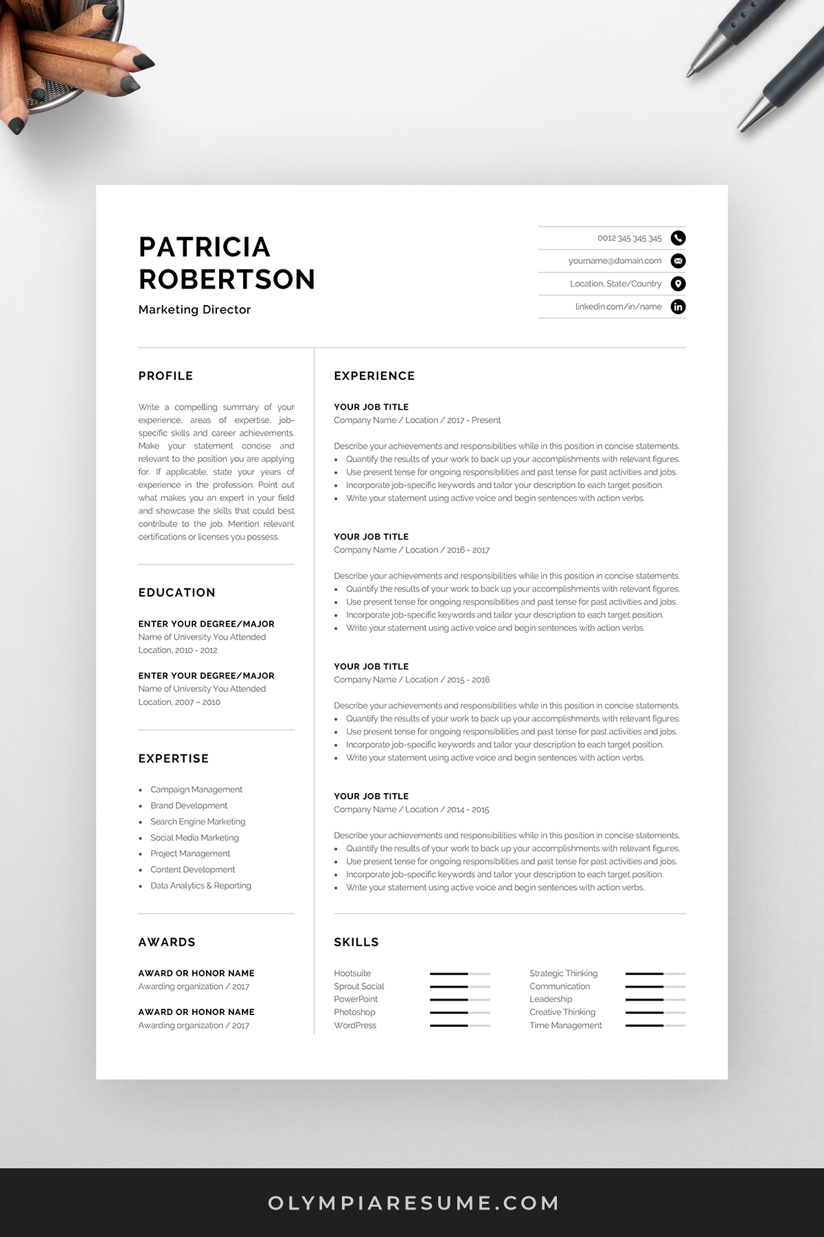how to write a one page resume on professional 1 page resume template modern one page cv word mac pages minimalist design developer designer marketing patricia in 2021 resume template professional resume template job resume template
