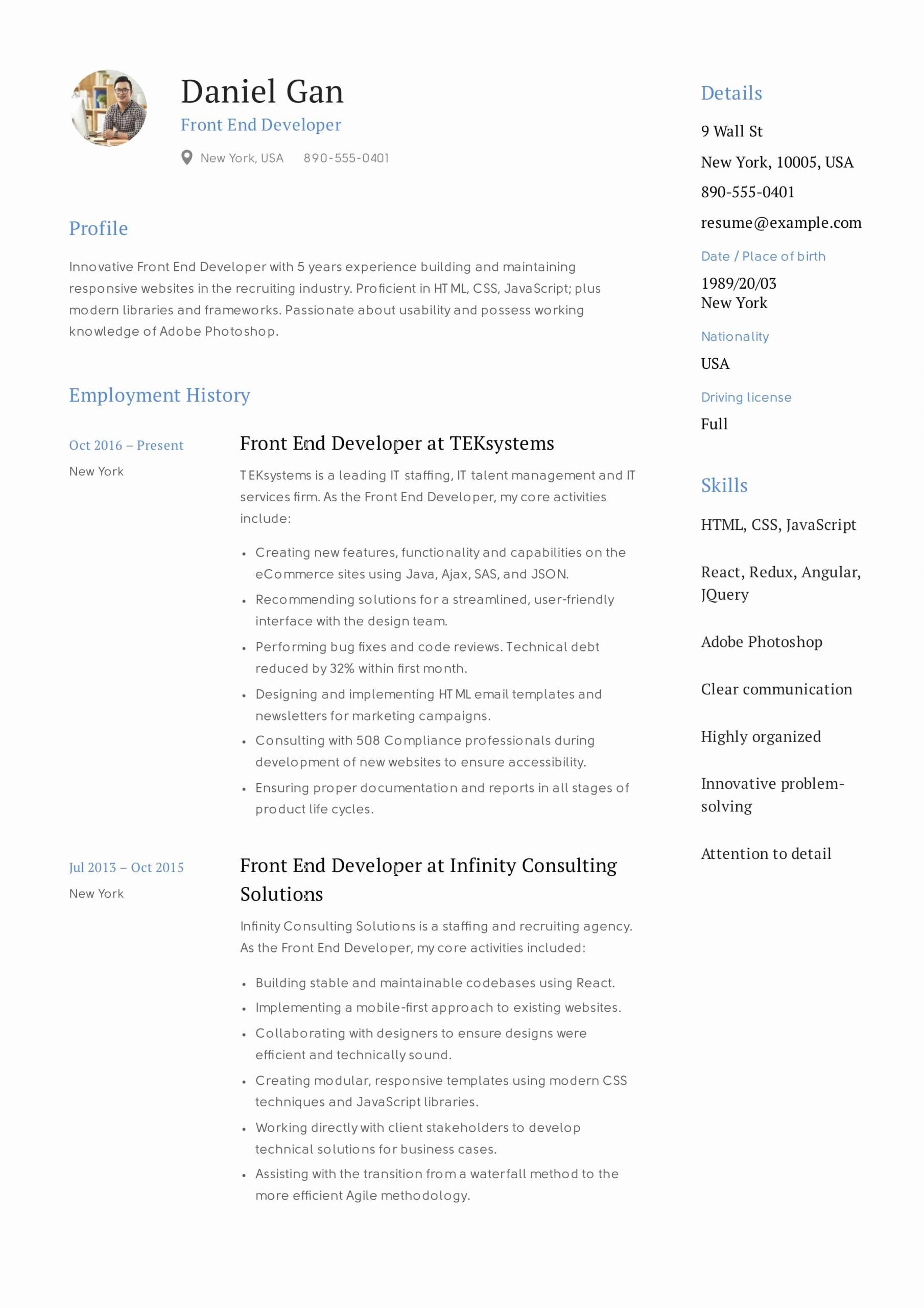 front end developer resume template on front end developer resume example luxury guide front end developer resume 12 samples pdf in 2020 business analyst resume resume guide project manager resume