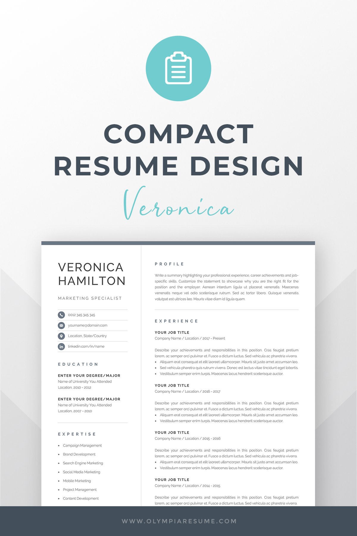 professional one page resume template on professional resume template compact 1 page resume template etsy resume template professional infographic resume resume template word