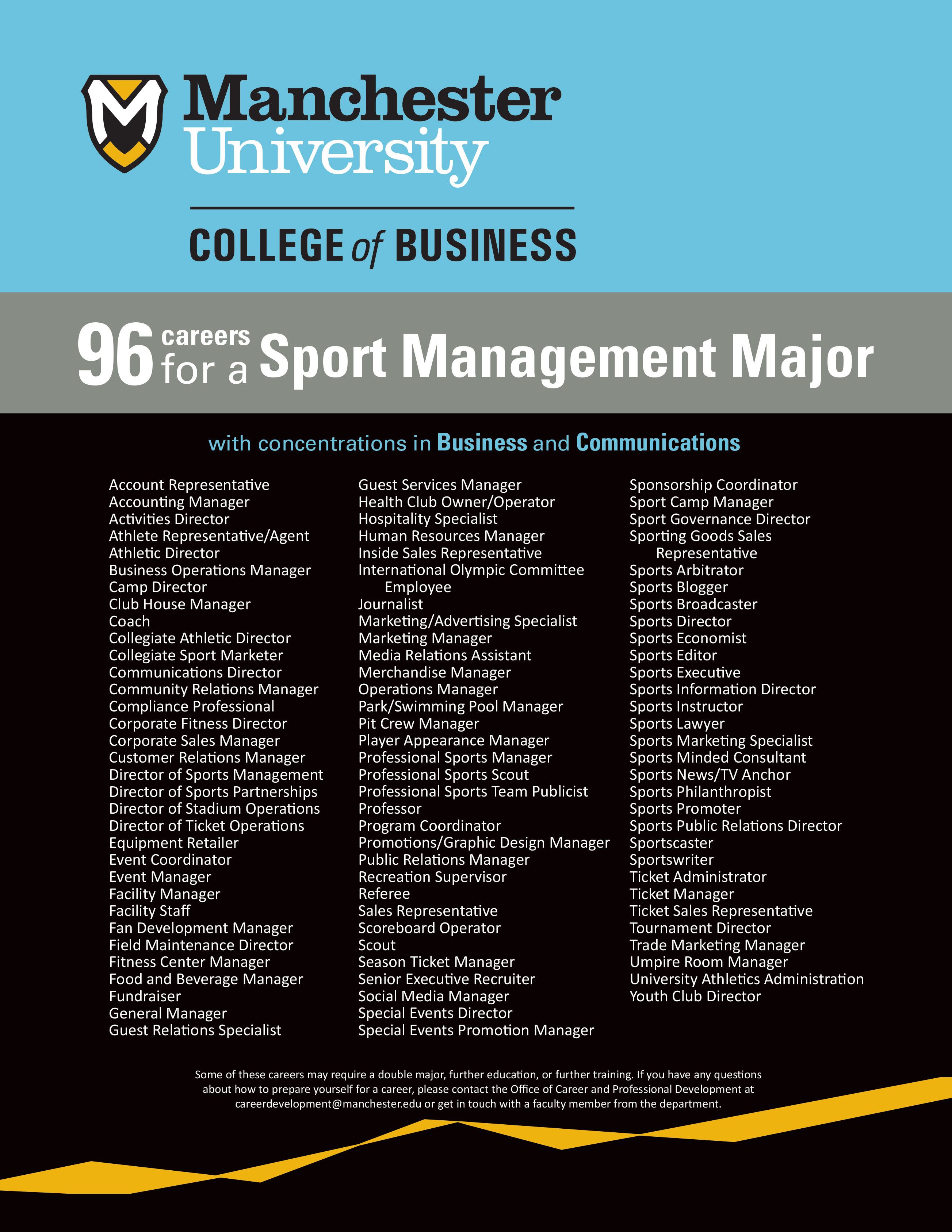 sport management programs on 96 potential careers for a sport management major sport management major sport management sport management career