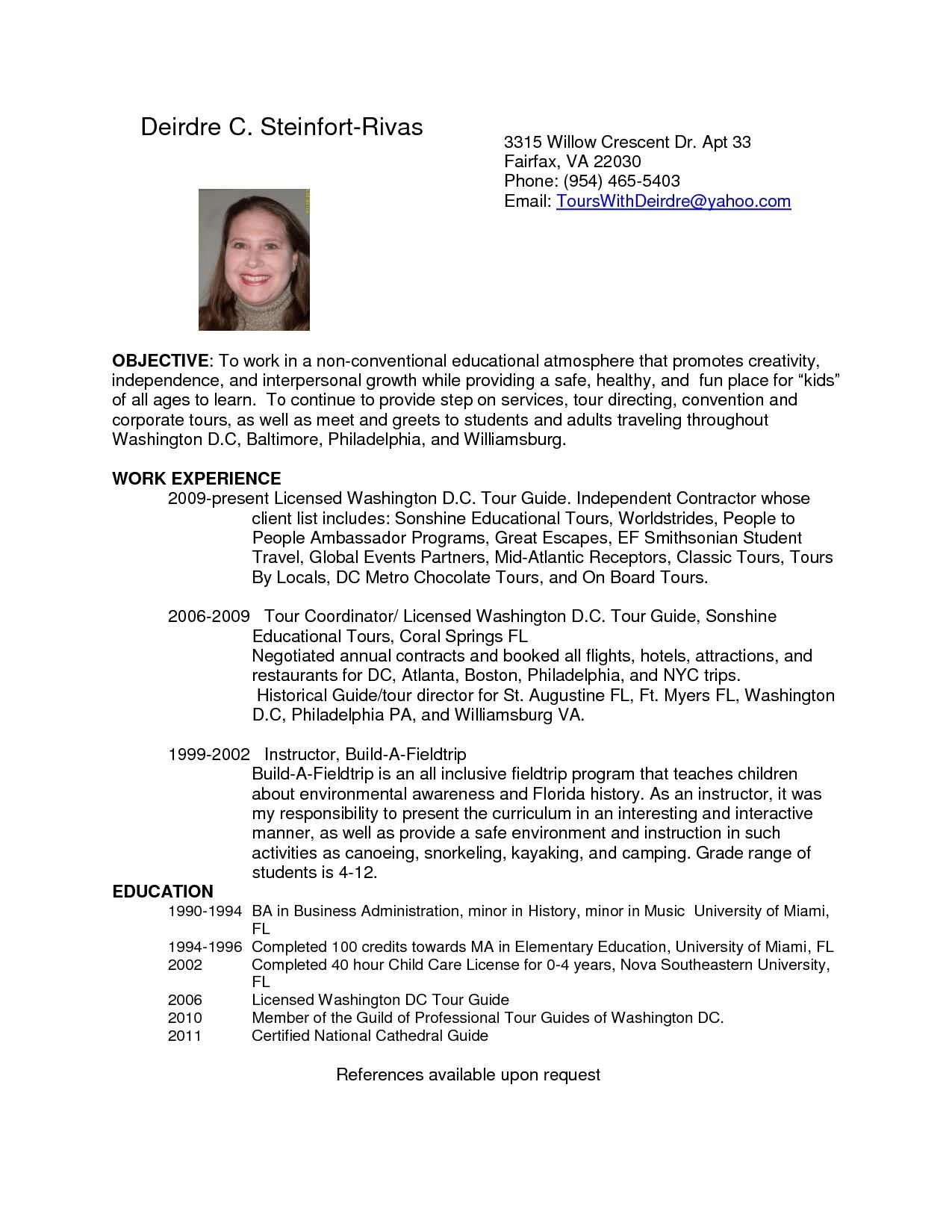 resume for self employed contractor on tour guide resume cover letter printable examples resumes template for