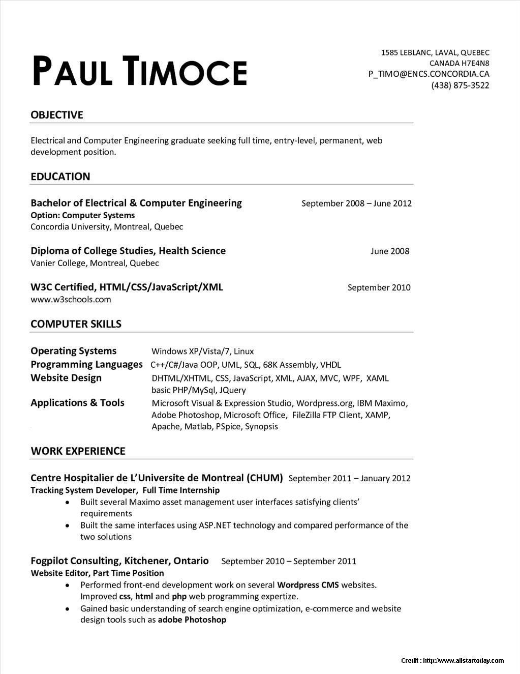 resume format for computer science engineering students for internship on resume templates quebec quebec resume resumetemplates templates engineering resume mechanical engineer resume resume writing examples