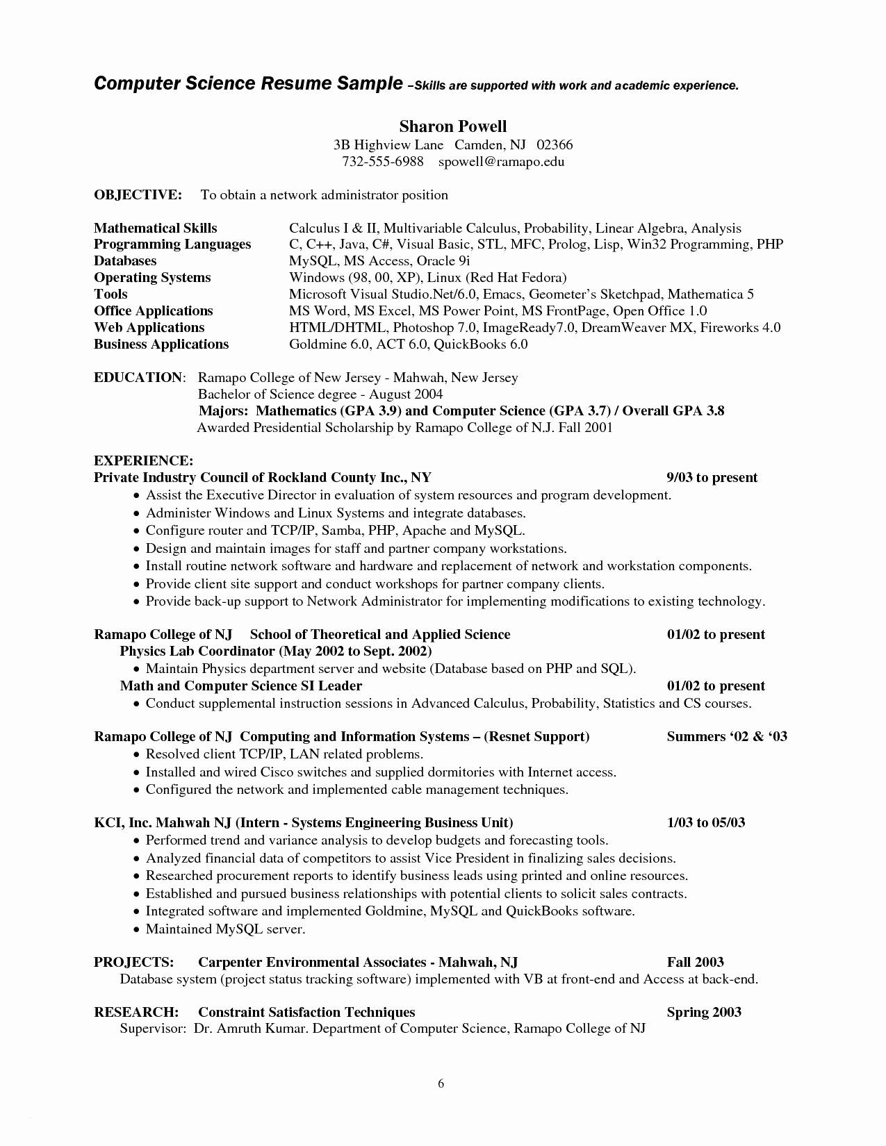 resume format for computer science engineering students for internship on computer science undergraduate resume unique sample resume for puter science undergraduate personal trainer