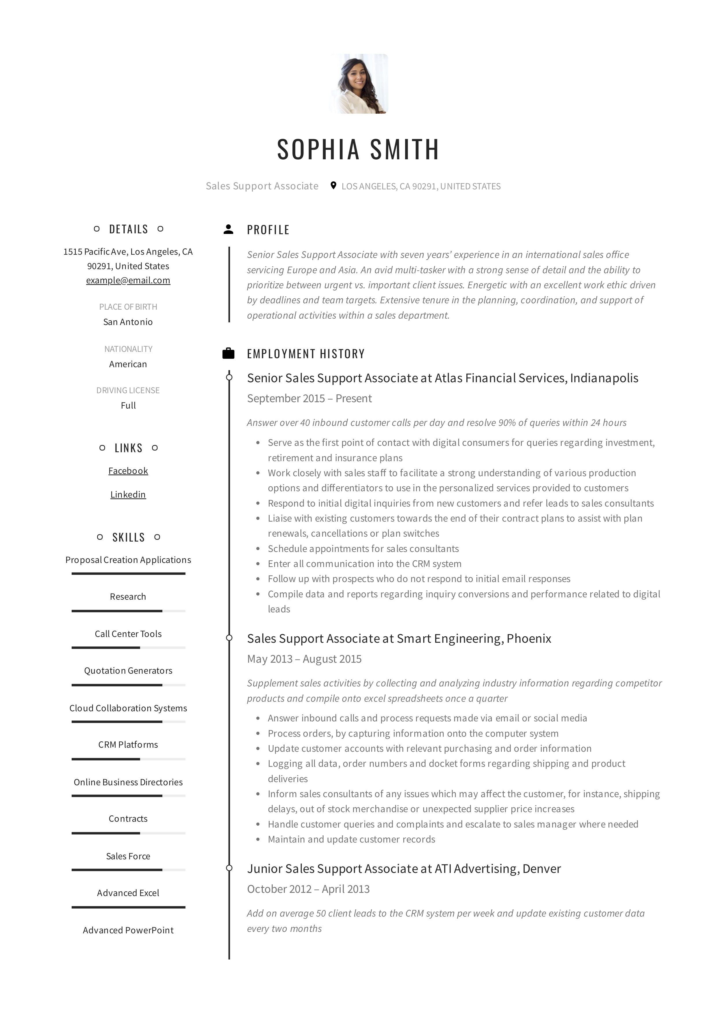 sales associate resumeskills list on sales support associate resume example resume guide sales resume manager resume