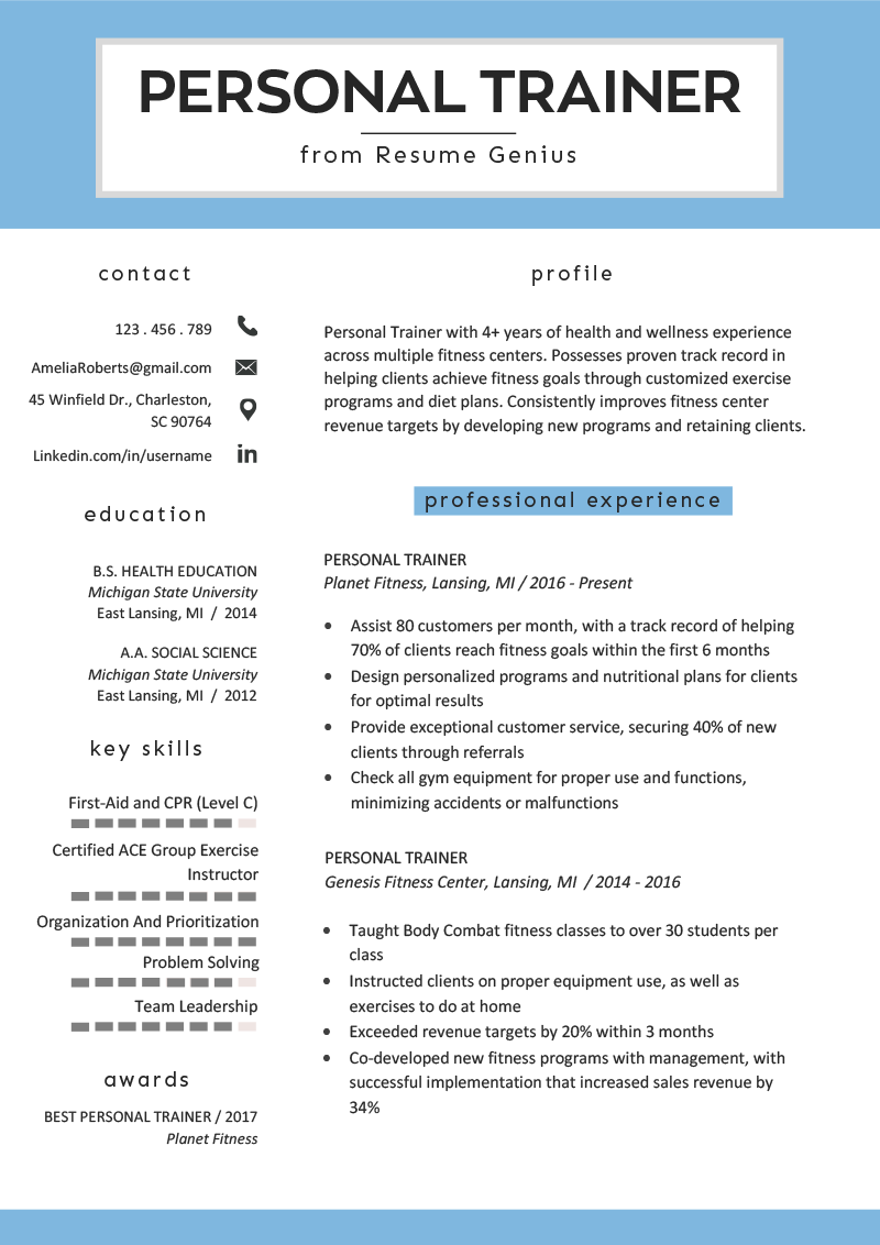 personal trainer resume points on personal trainer resume example template rg job resume format resume examples good resume examples