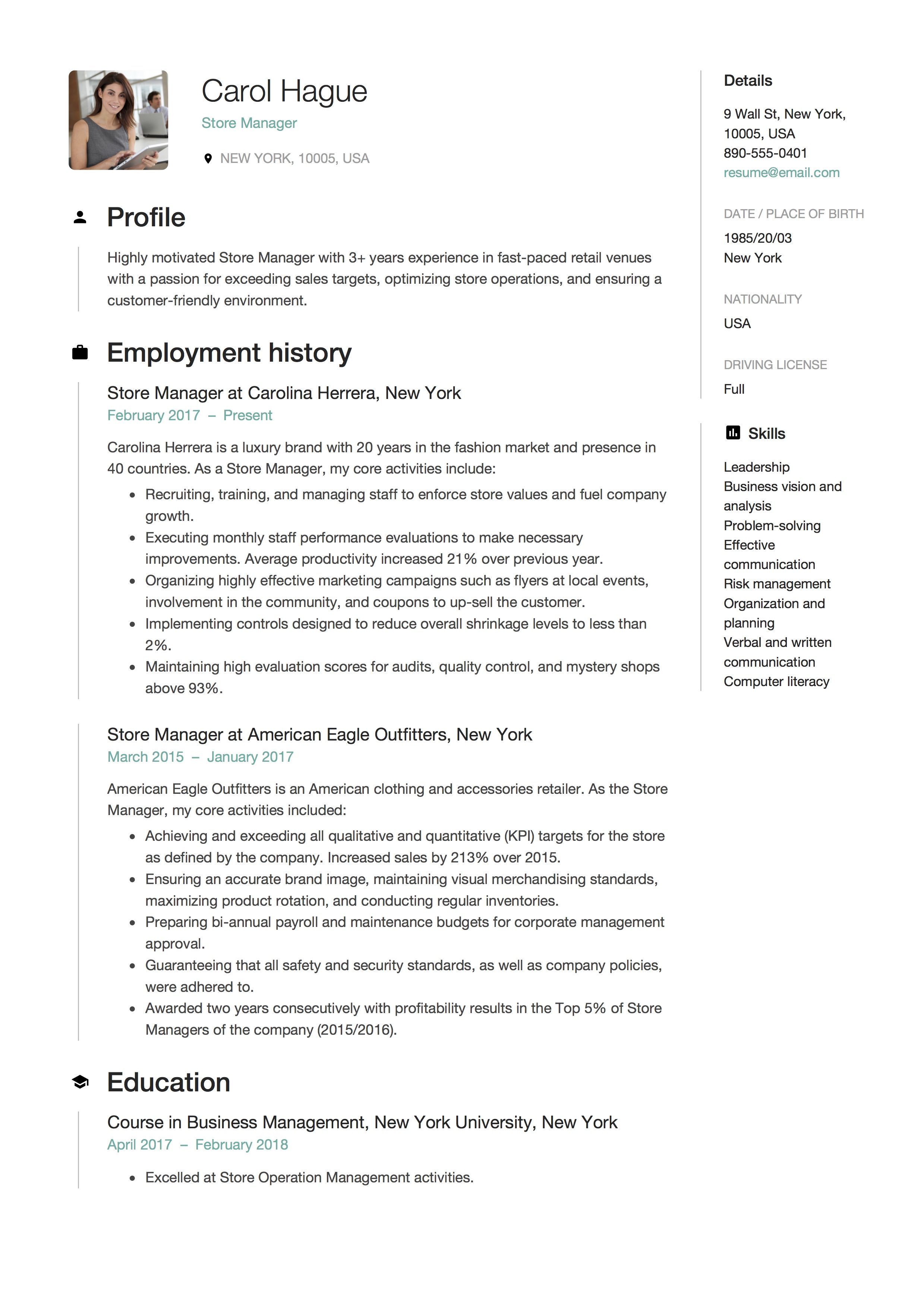 retail store manager resume on store manager resume sample template example cv formal design manager resume resume guide sample resume templates