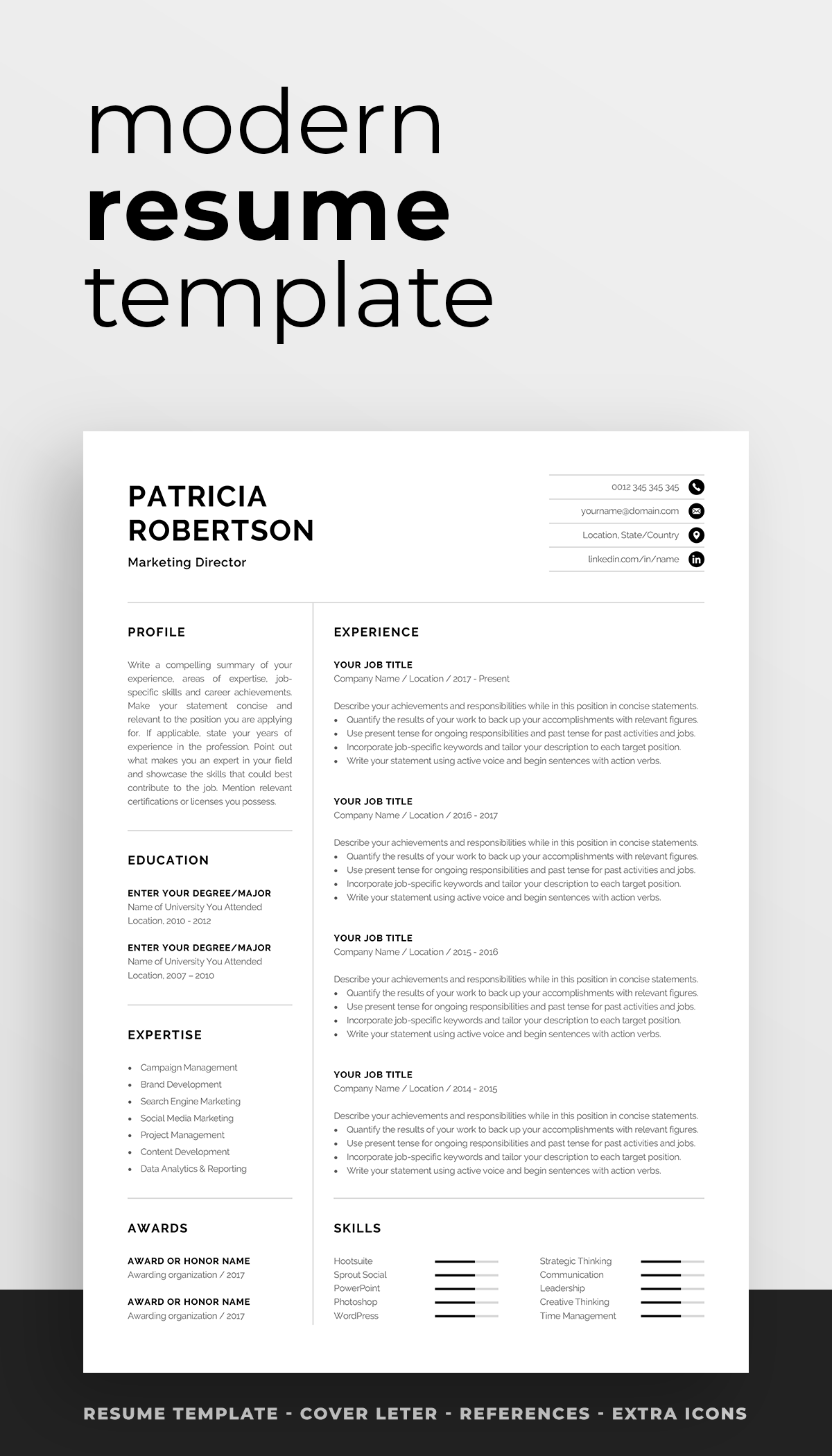 how to write a one page resume on professional 1 page resume template modern one page cv etsy in 2020 minimalist resume template modern resume template modern resume