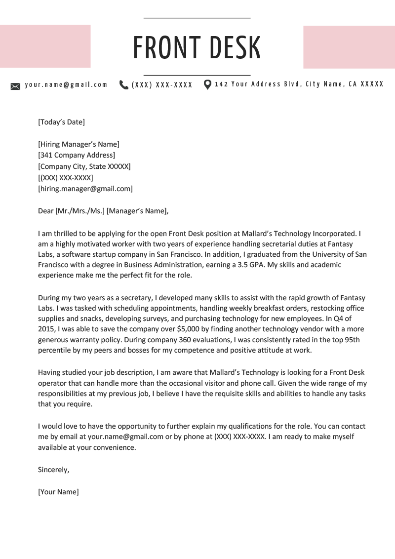 front desk software on front desk cover letter example template rg cover letter for resume cover letter example cover letter template
