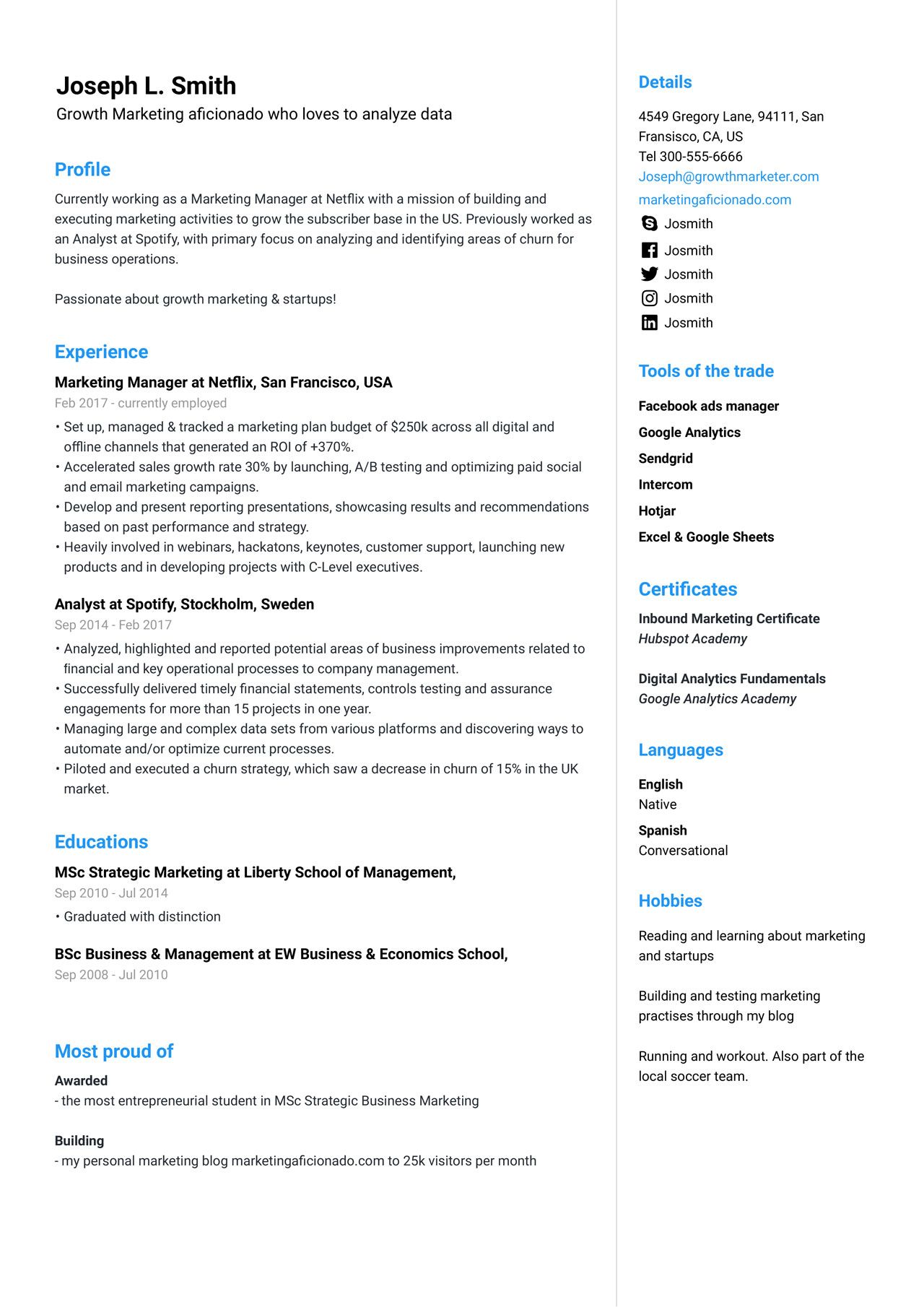 marketing manager resume on marketing manager resume example