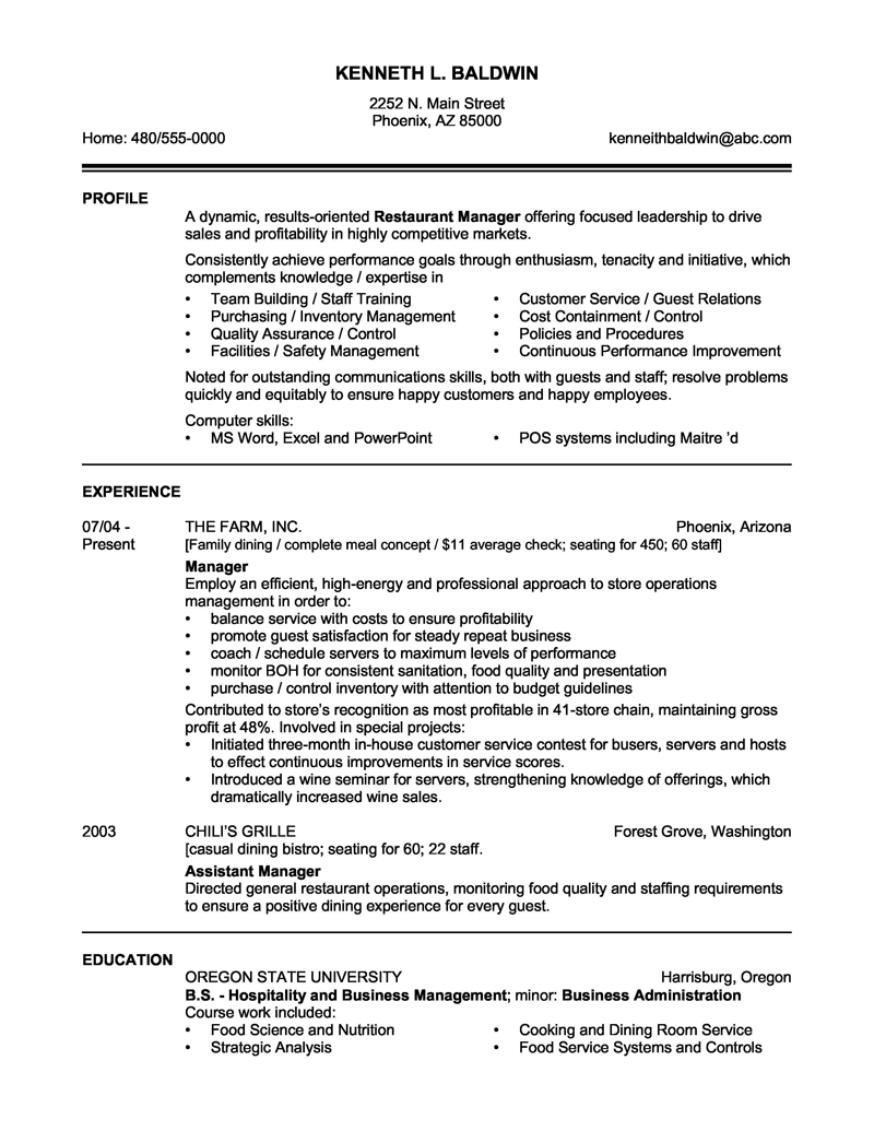 restaurant assistant general manager resume on restaurant manager resume resume template format sample resume templates job resume samples job resume examples