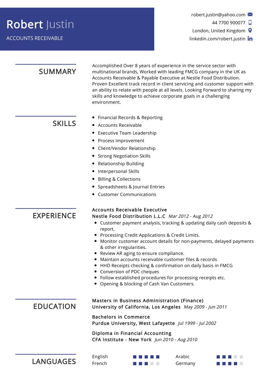 accounts receivable job description on accounts receivable resume example accounts receivable resume examples sales resume examples