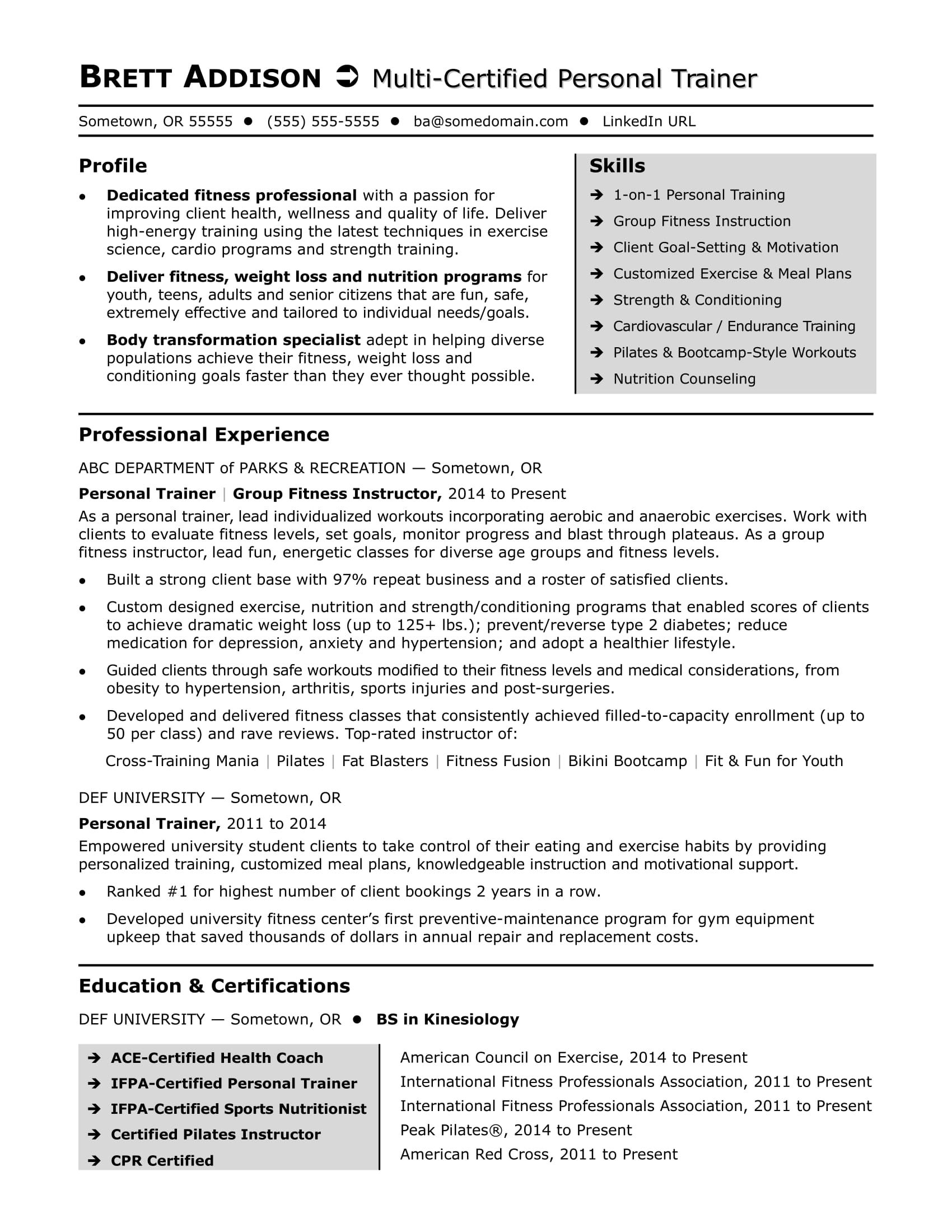 personal trainer resume points on personal trainer resume sample personal trainer personal trainer jobs resume
