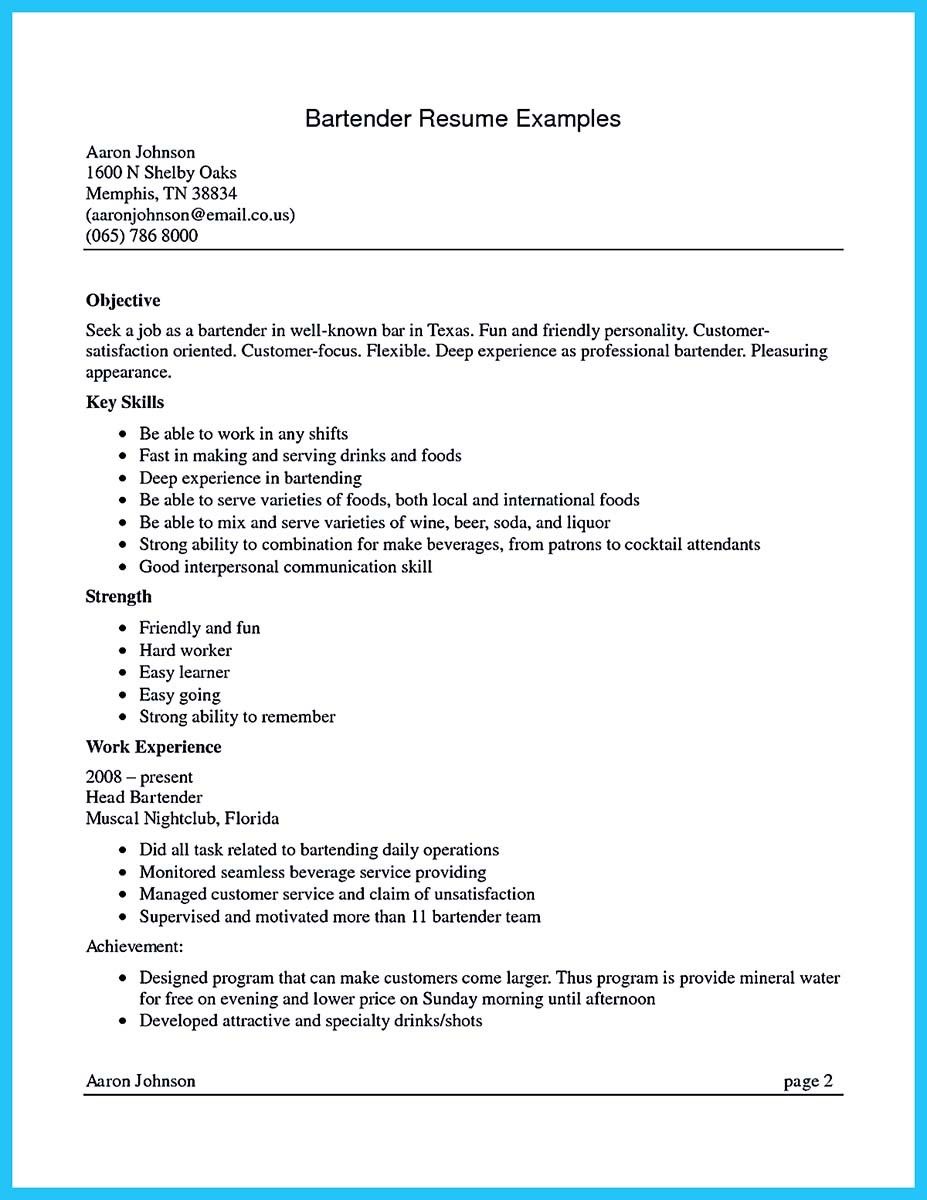 bartender resume sample no experience on awesome impress the recruiters with these bartender resume skills resume skills resume writing services job resume template