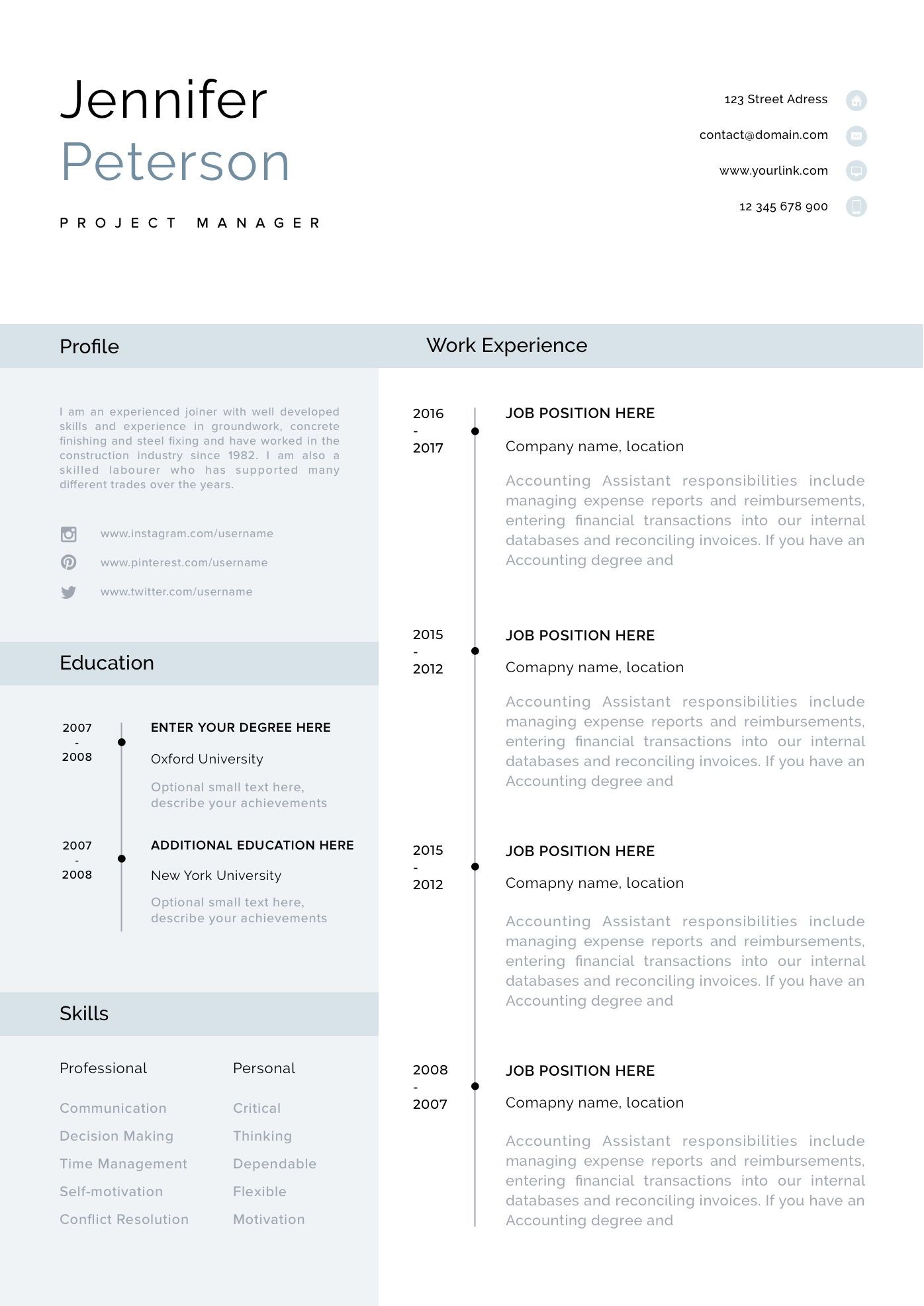 professional one page resume template on modern resume template cv template cover letter professional resume for word one page resume for mac and word instant digital download modern resume template one page resume resume template