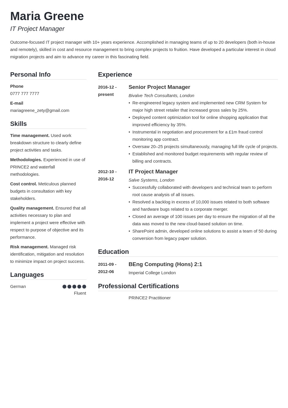 it project manager summary examples on uk project manager cv example template simple project manager resume manager resume job resume examples