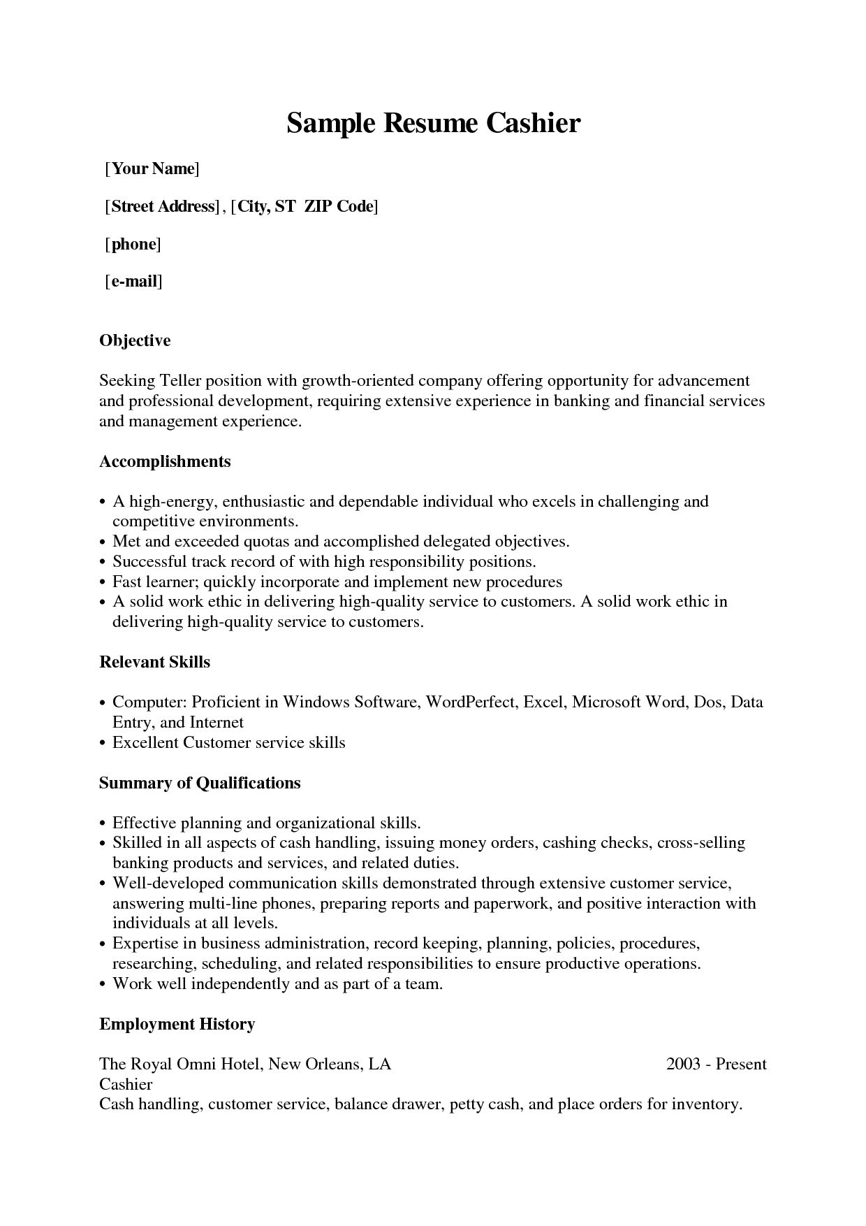 cashier job skills for resume on gallery resume job cashier example good chef examples more with