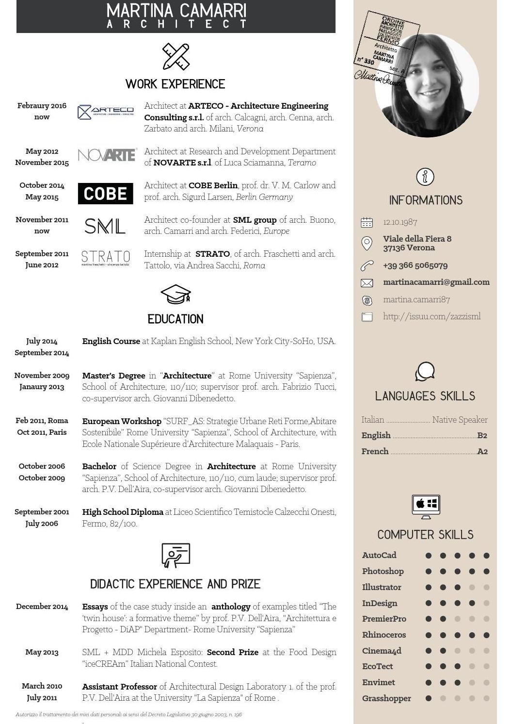 best interior design resume templates on cv martina camarri architetto architect resume cv design resume