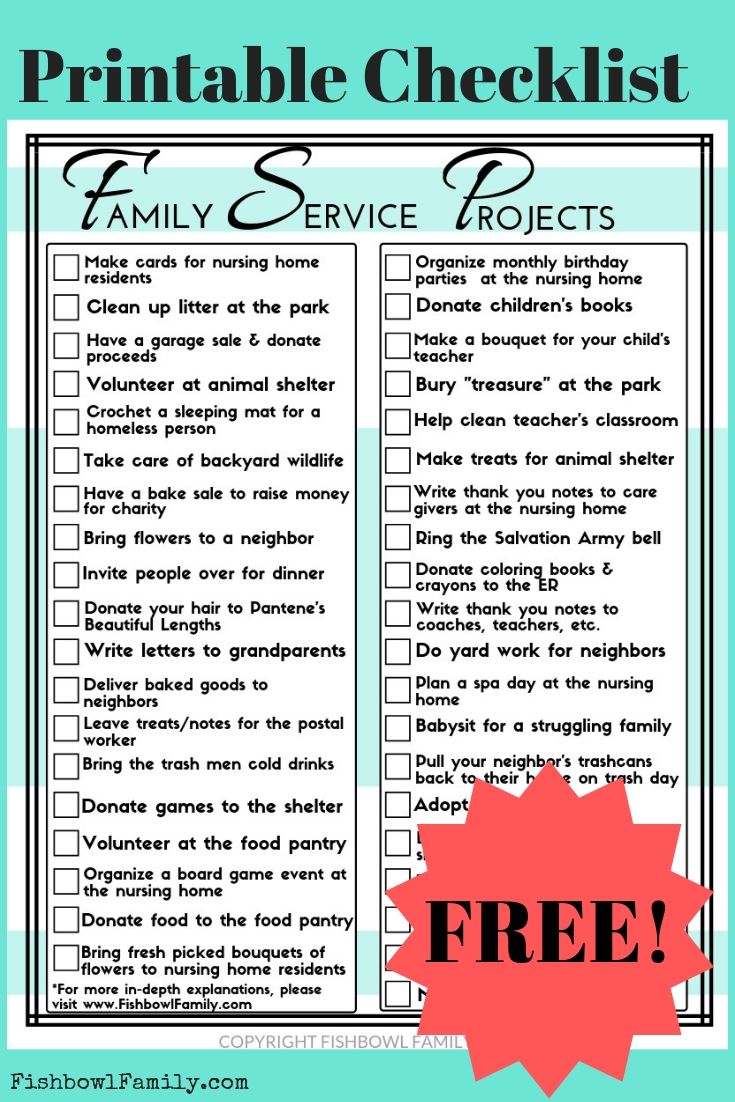 community service near me on free family service projects checklist pdf an easy way to keep track of all the way family service projects service projects for kids community service ideas