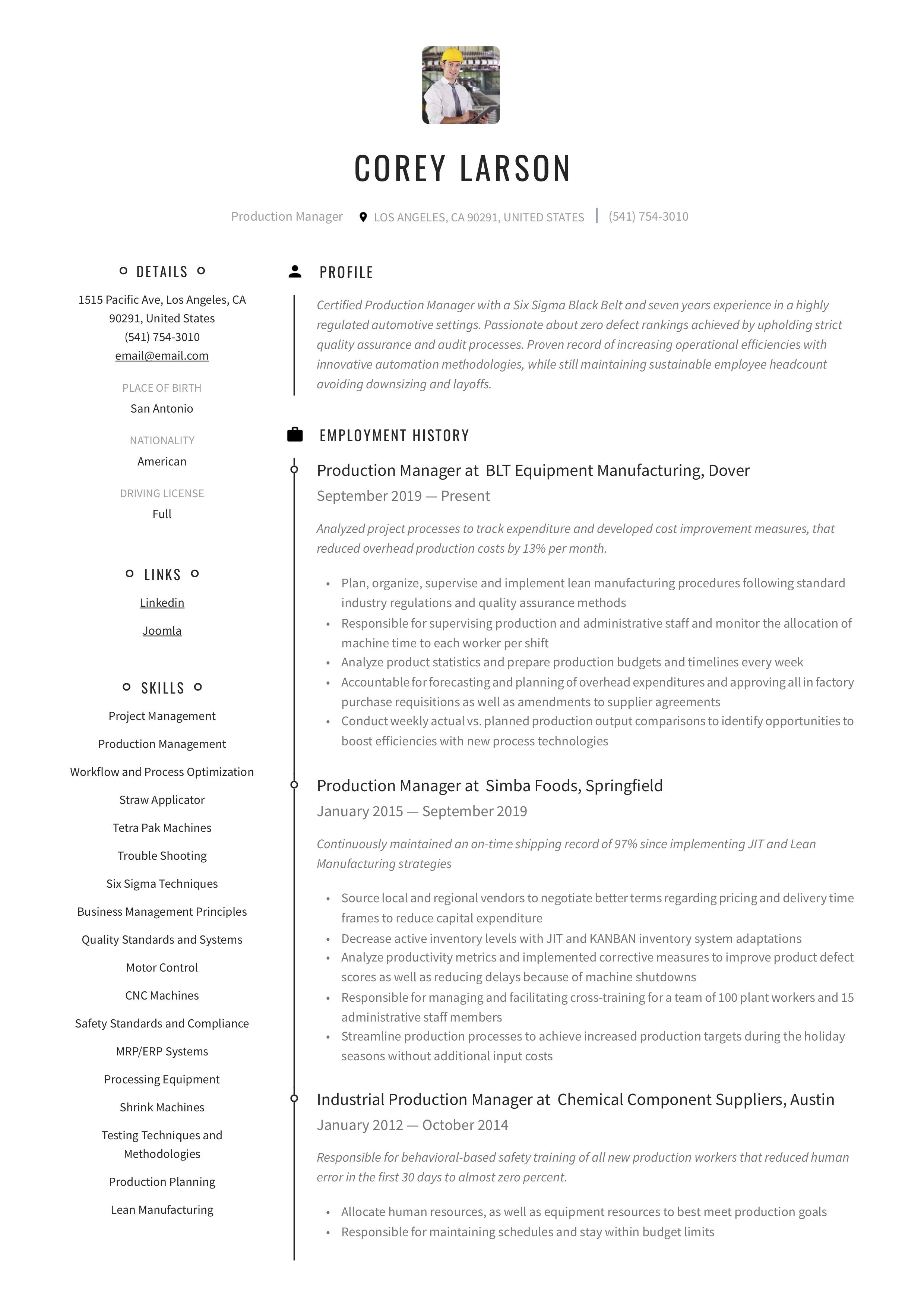 manufacturing production manager resume on production manager resume example resume examples retail resume examples manager resume