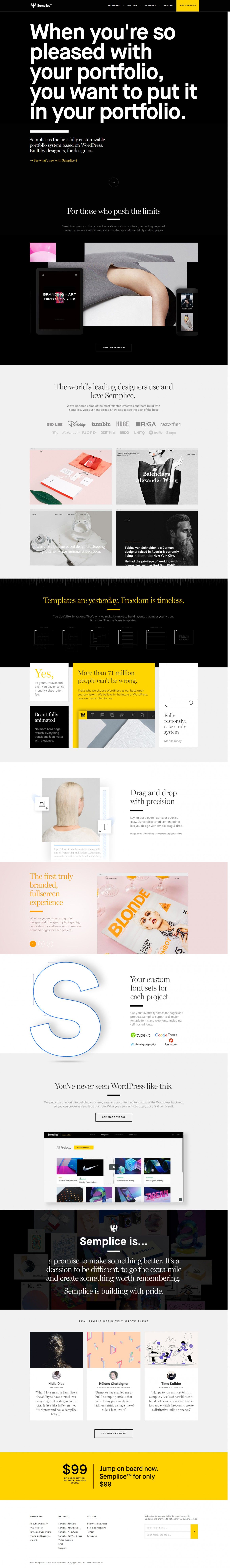 easy licenses to get online on semplice web landing page design inspiration designers byte online portfolio design landing page design best landing page design