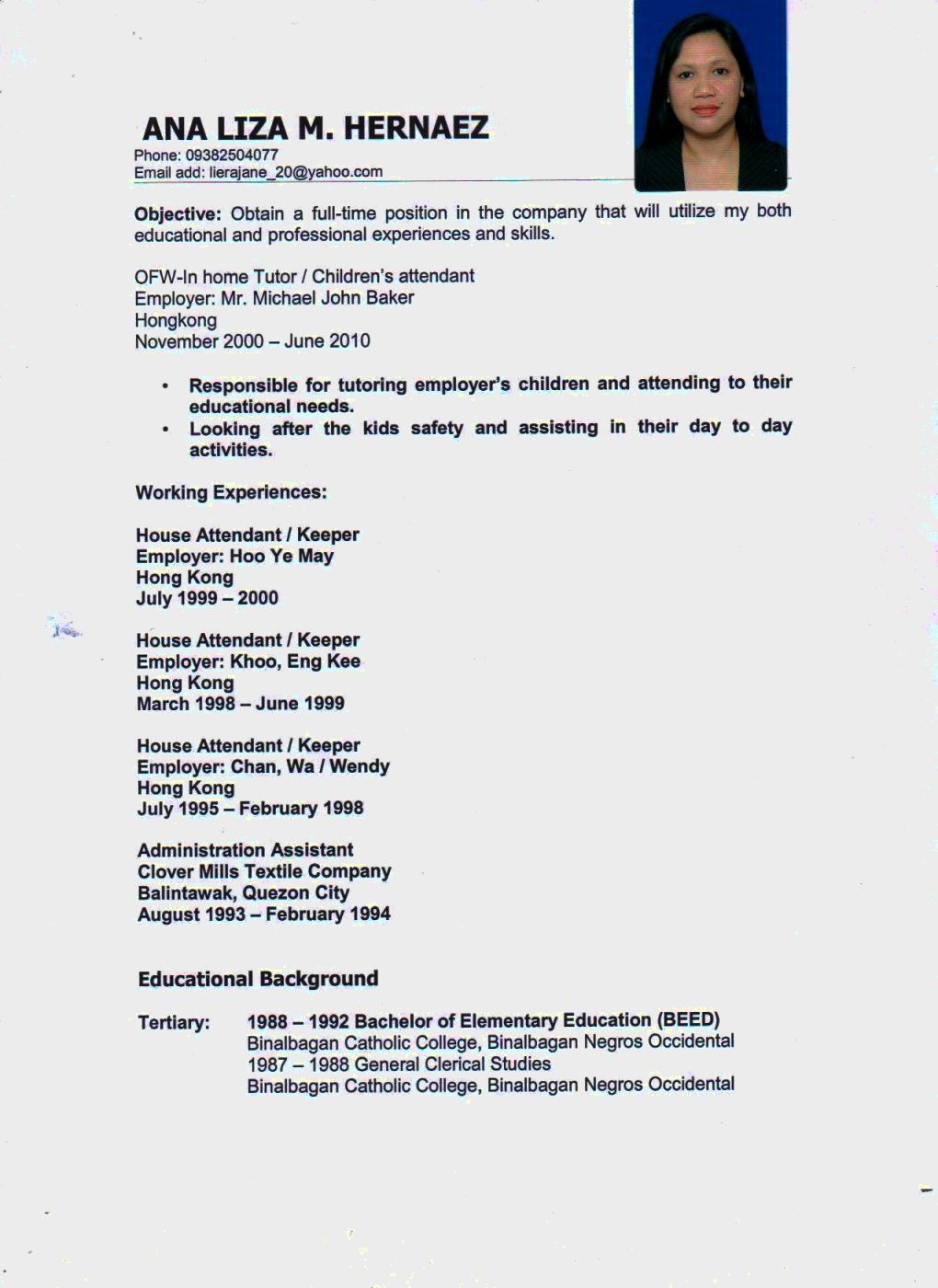 objective for nanny resume on example of resume for nanny job resume examples good resume examples job resume