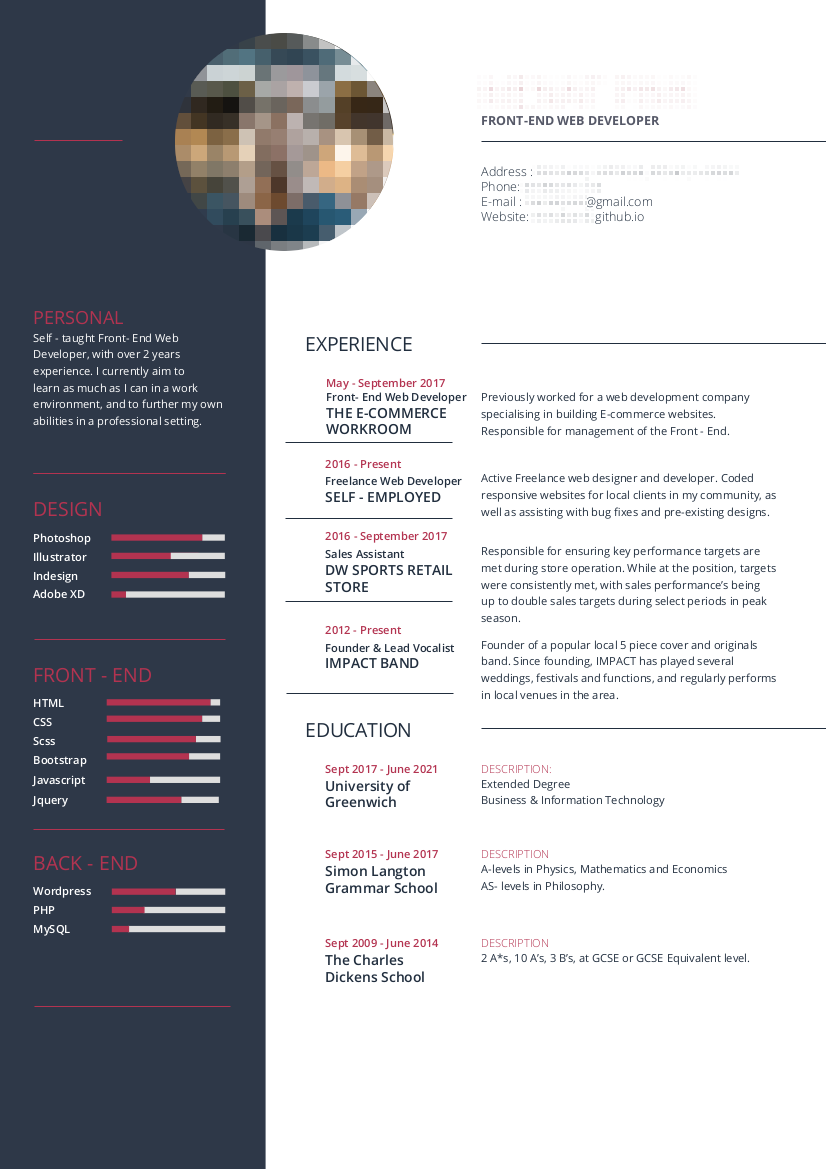 front end developer resume template on web developer resume fed0148 front end developer student cv resume example resume examples job resume examples resume objective examples