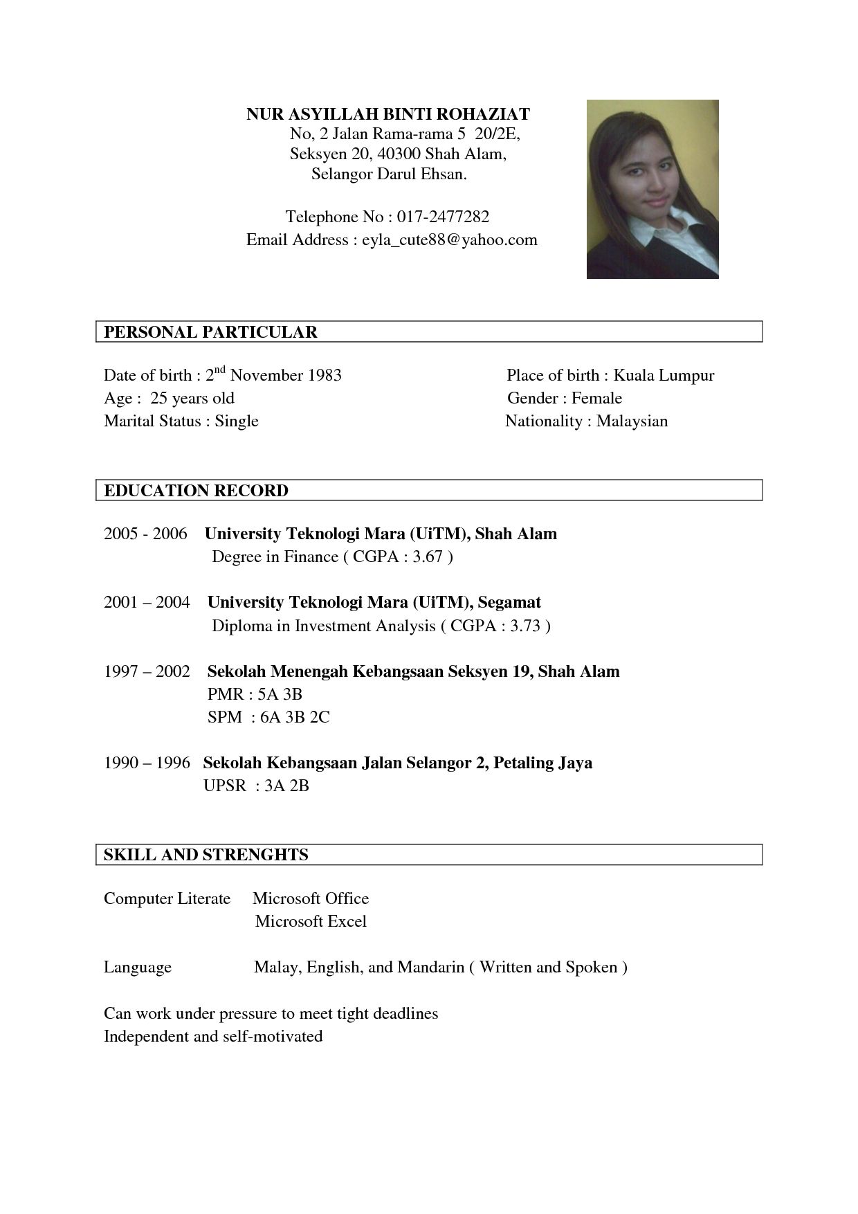 sample resume format for job application on ruben john anesruben2106 profile pinterest