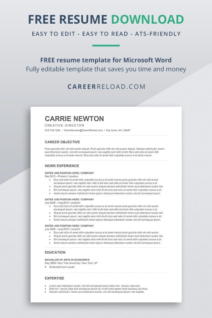 resume for applicant tracking system on free ats friendly resume template career reload resume template simple resume template free resume examples
